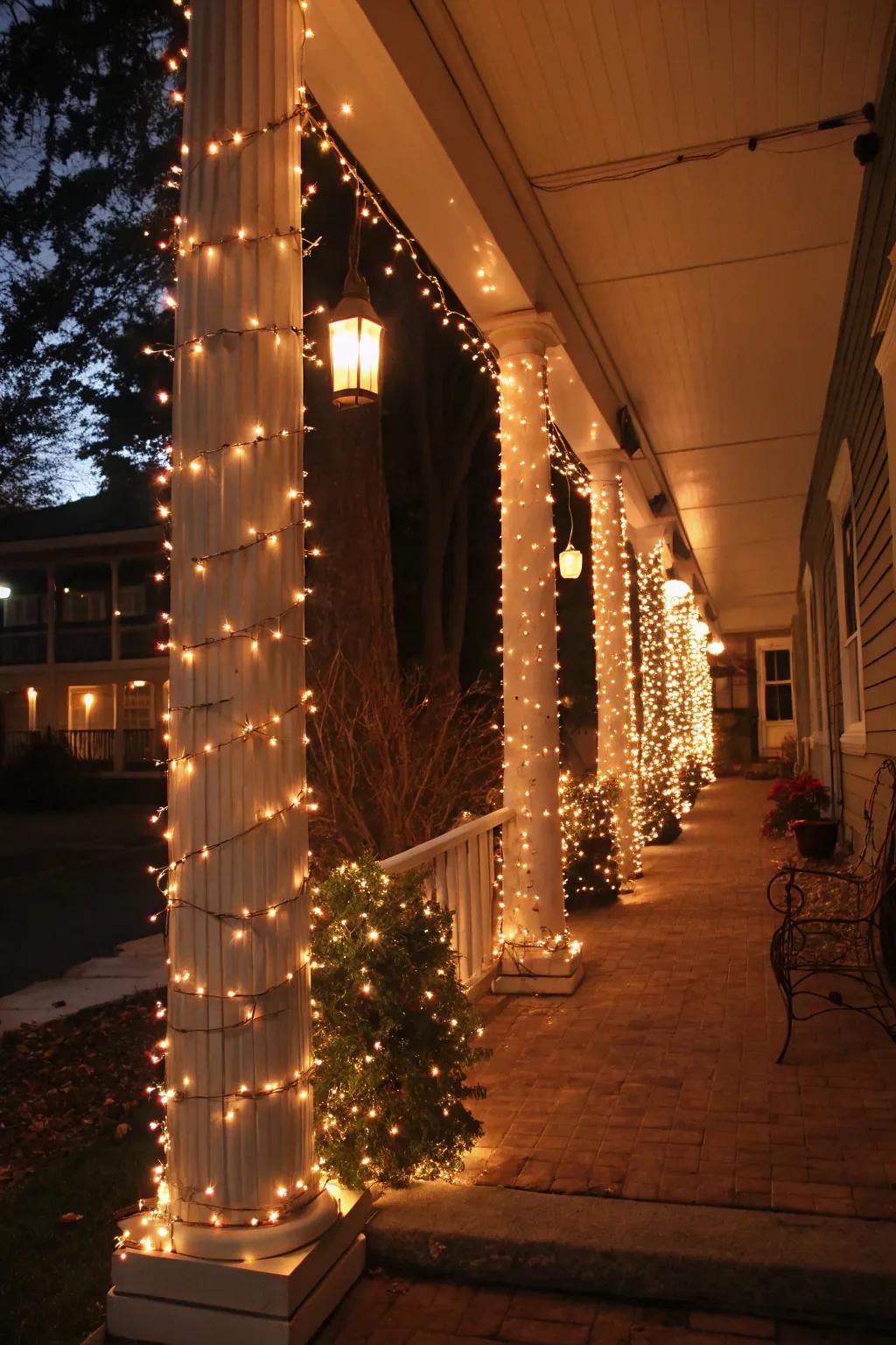 Wrap your porch in twinkle lights for magic.