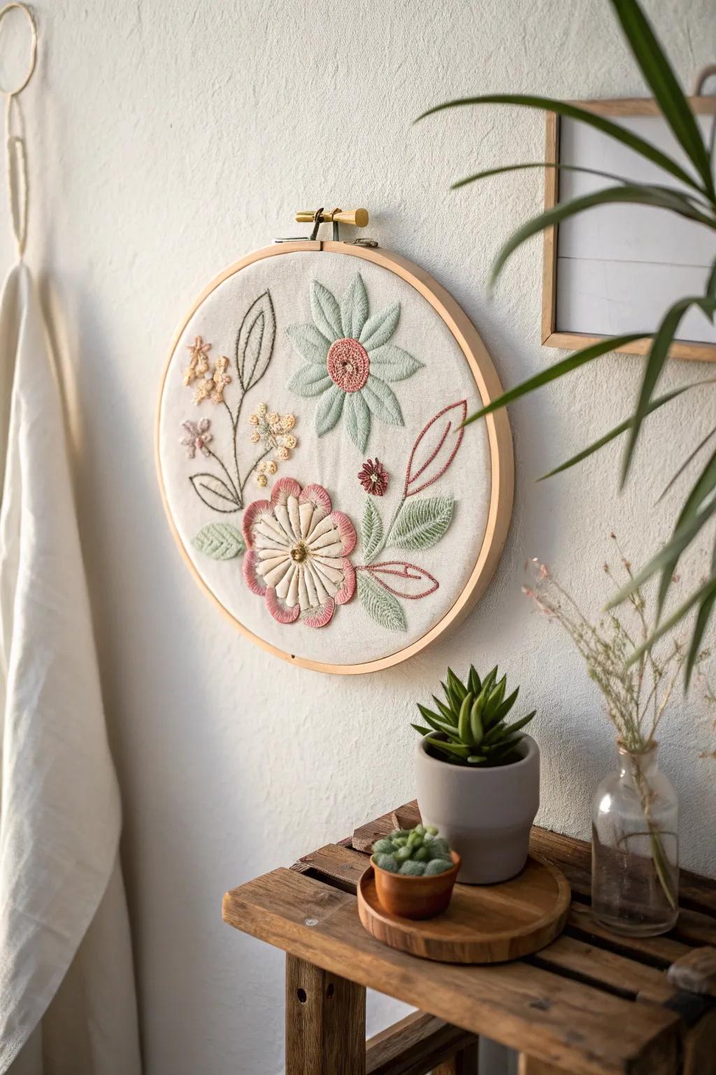 Embrace simplicity and elegance with handcrafted embroidery hoop art that speaks from the heart.
