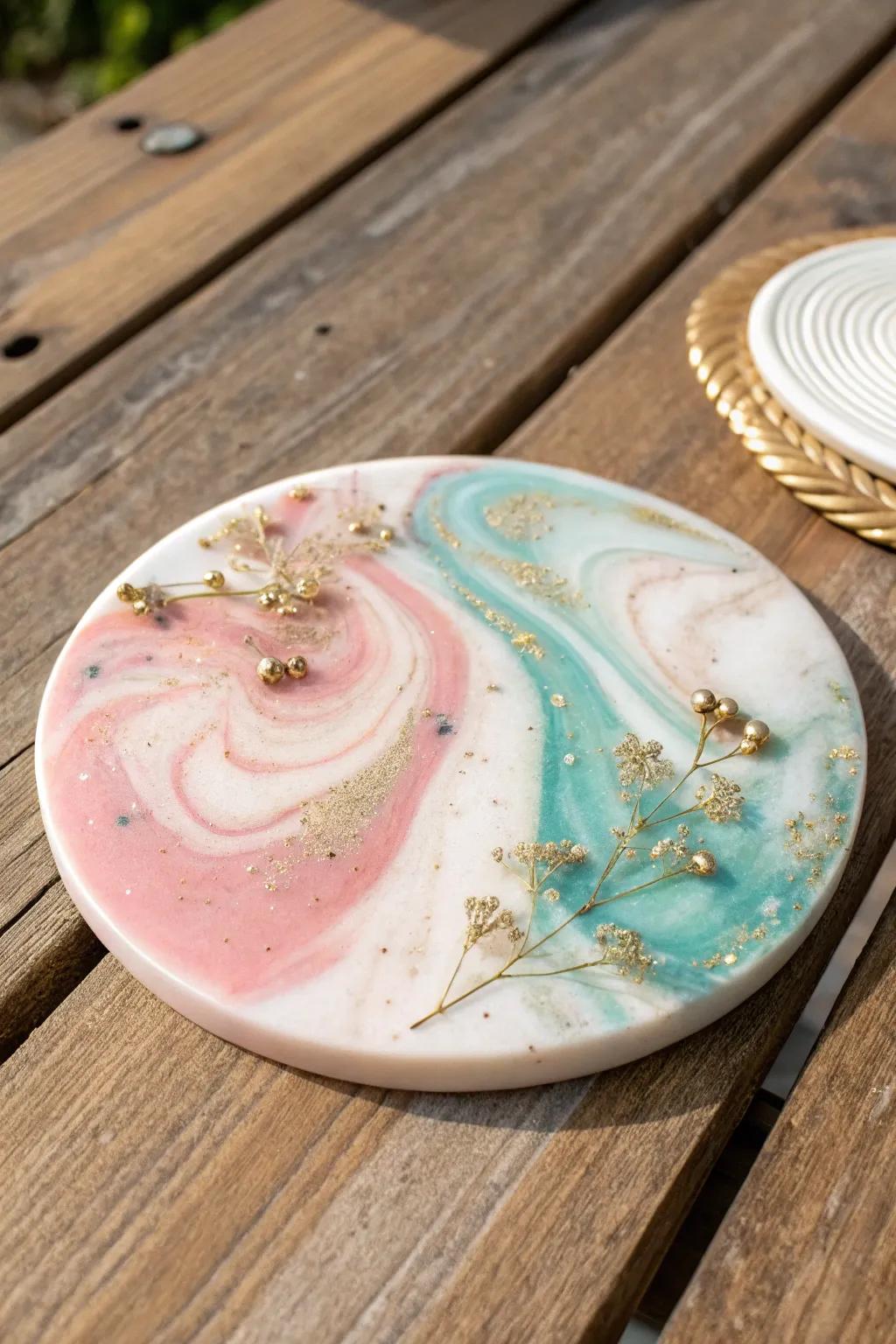 Discover the beauty of resin art with this stunning, handcrafted coaster that blends minimalist design with Boho charm.