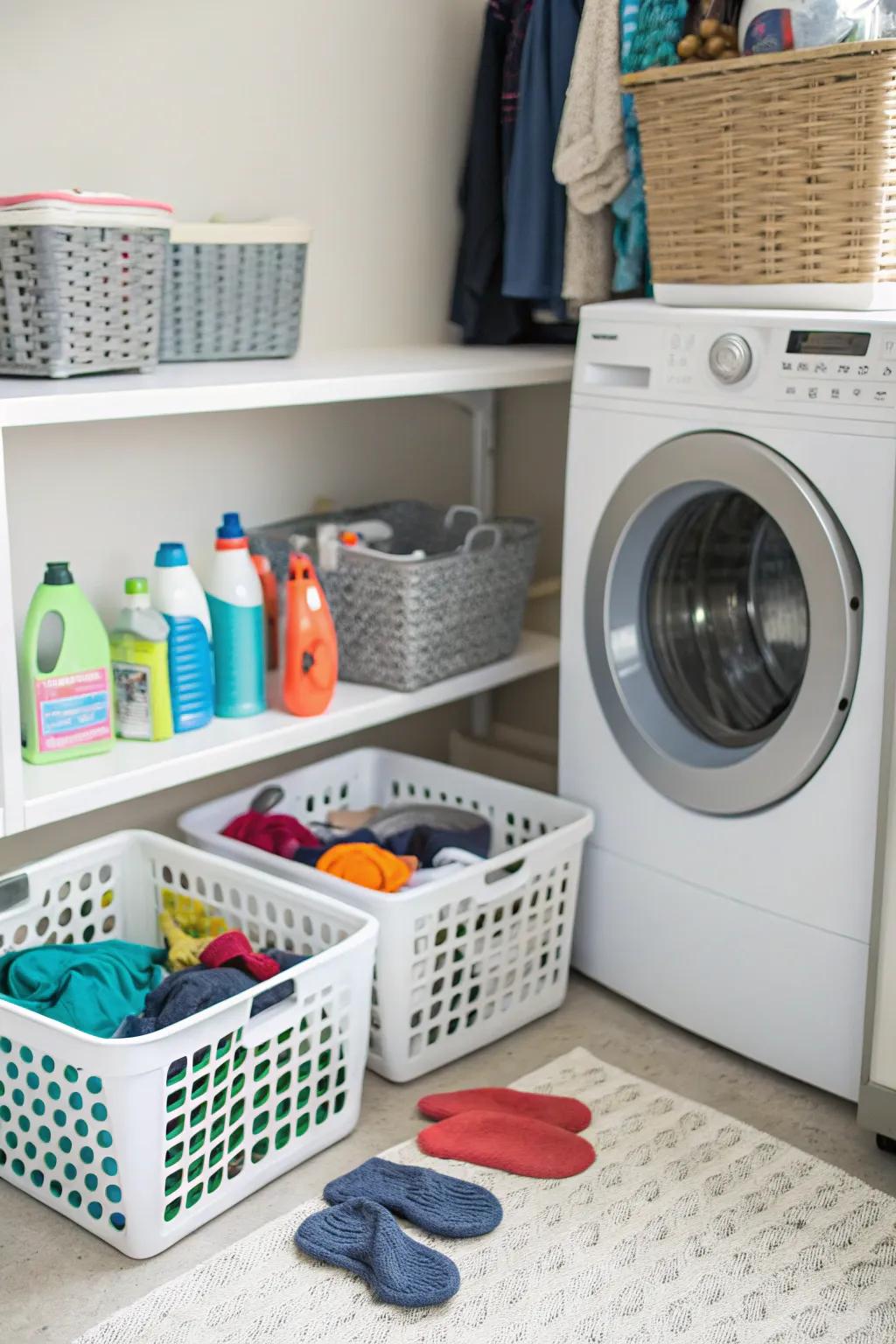 Stay Organized on Laundry Day with Basket Storage