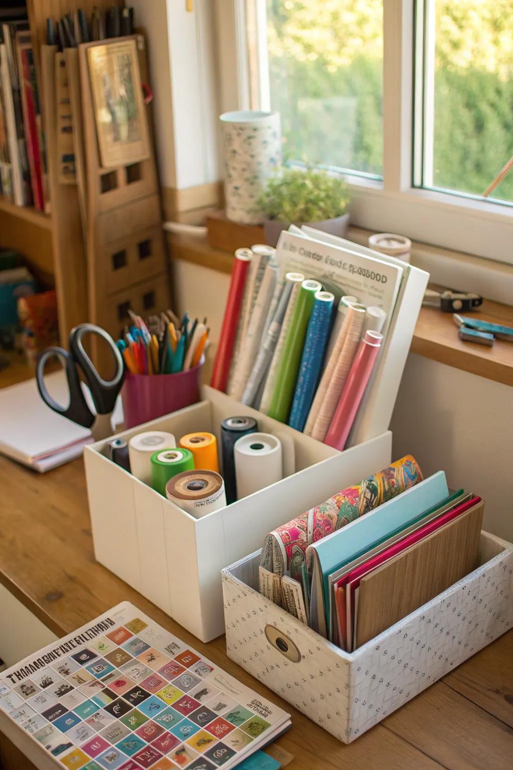 Magazine holders provide a neat solution for vinyl storage.