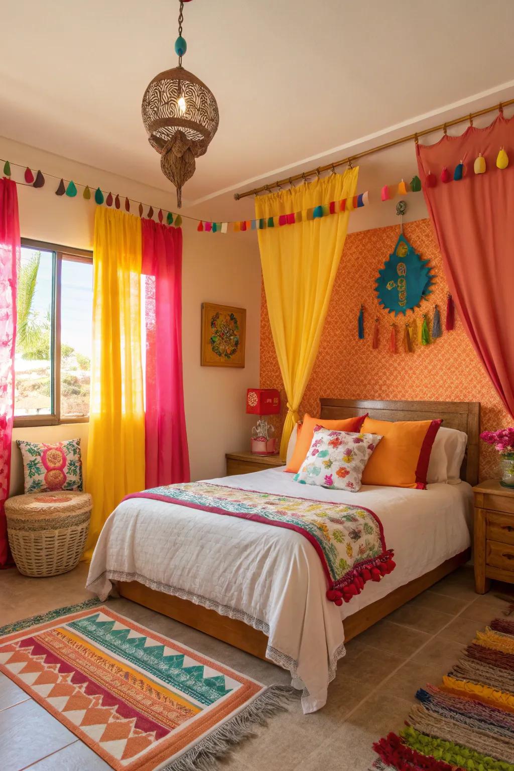 Colorful curtains bring energy and personality into your space.