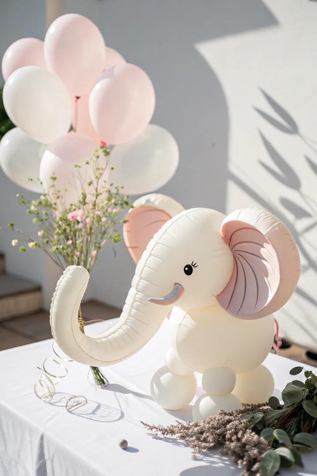 Delight in the charm of this whimsical balloon elephant, where simplicity meets the art of playful elegance.