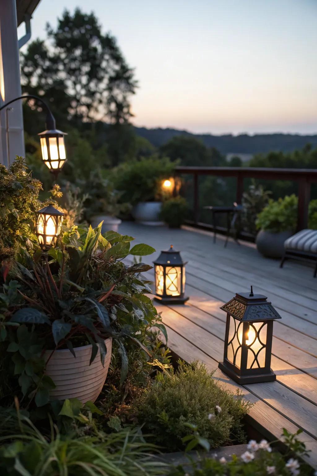 Lanterns enhance your deck's nighttime charm.