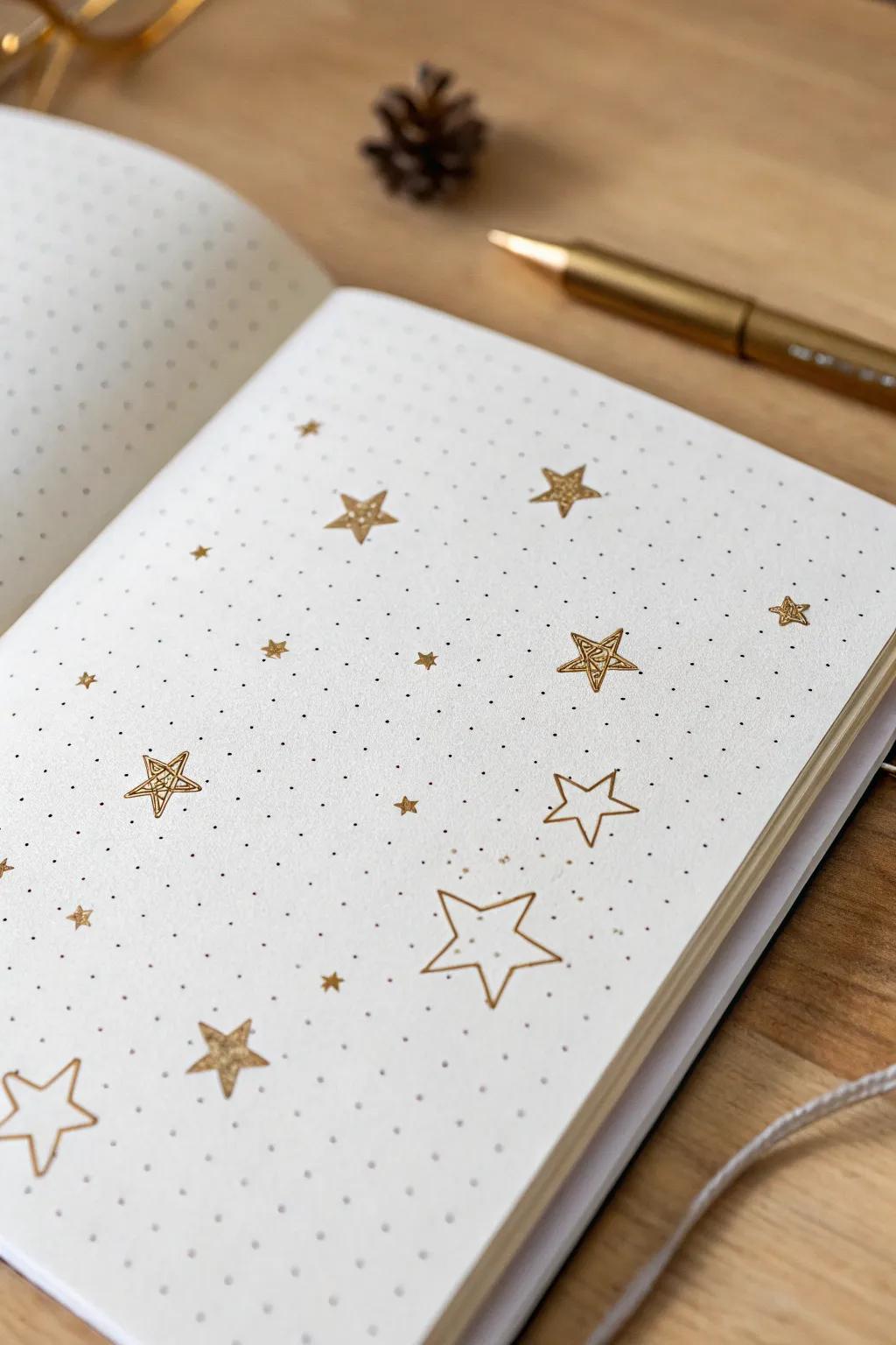 Add a touch of magic to your notes with starry dividers that twinkle like a serene night sky.