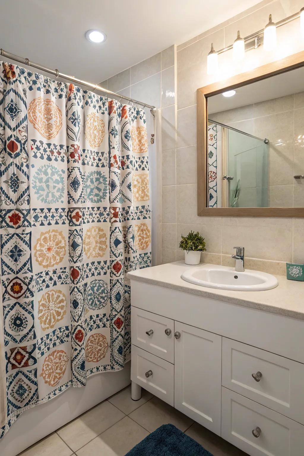 A new shower curtain can be a simple yet effective update.