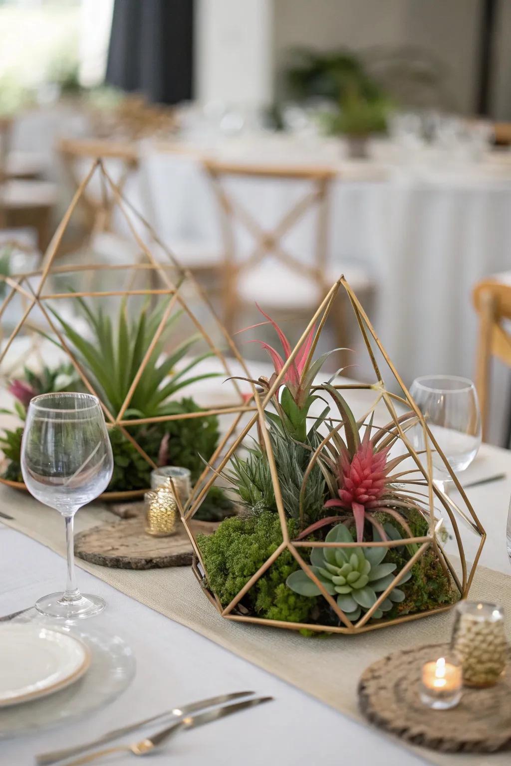 Modern geometric wire frame centerpiece