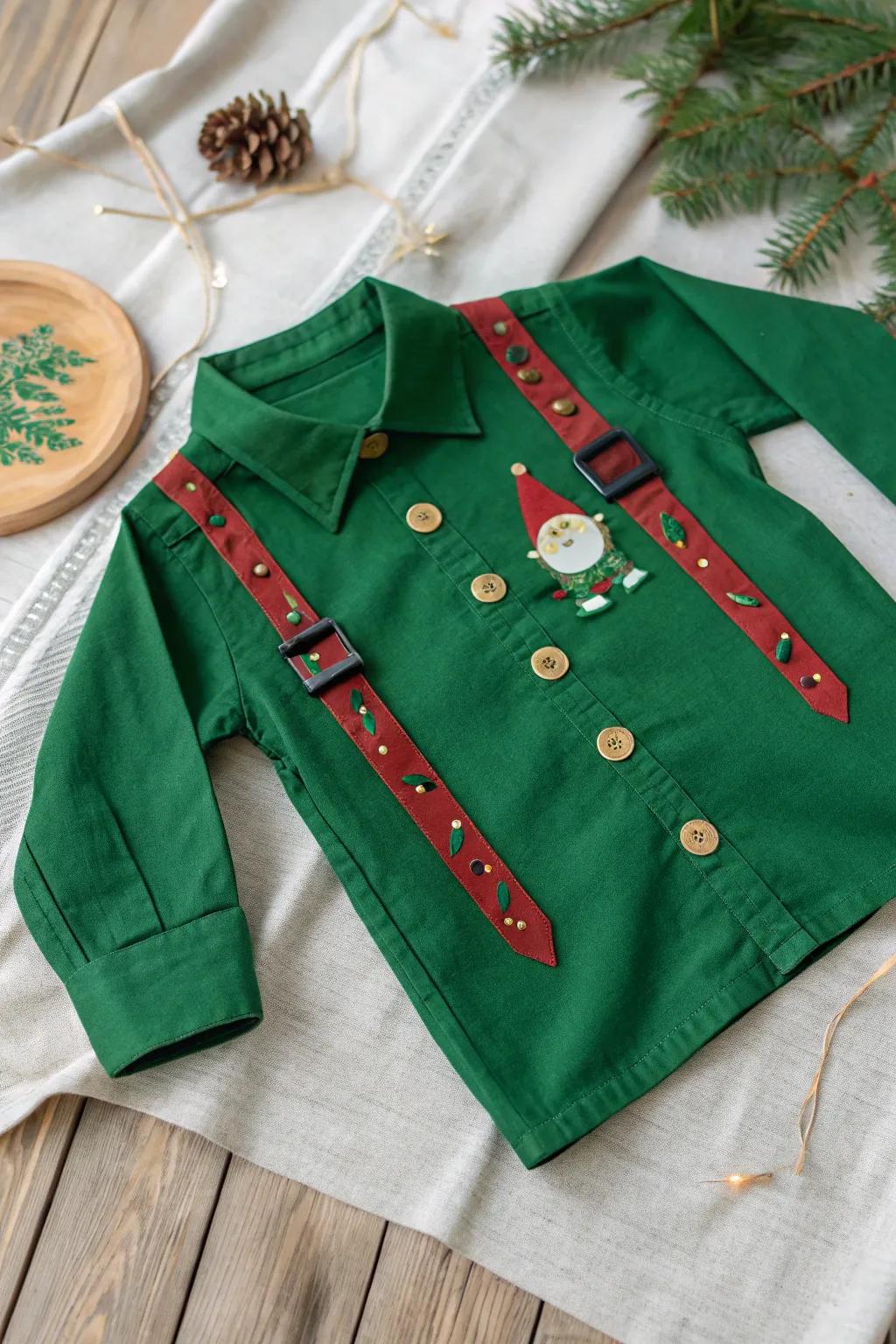 Transform your holiday wardrobe with this charming Elf-Inspired shirt, perfect for adding a festive touch to any gathering!