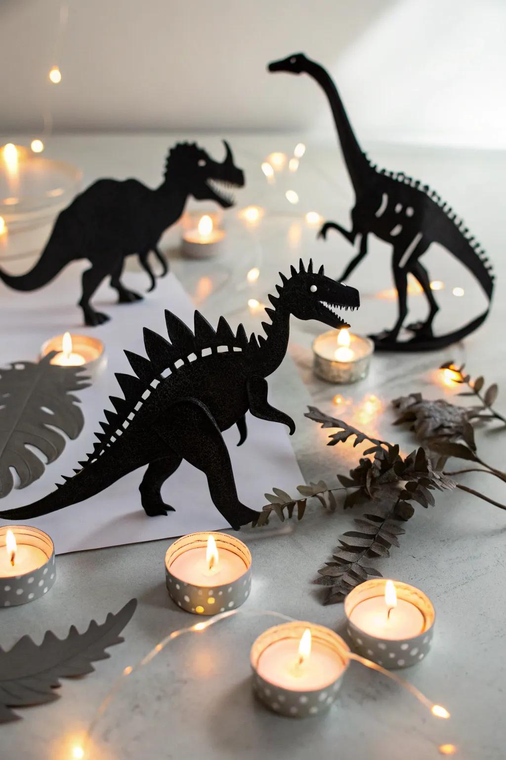 Add sophistication with a dinosaur silhouette centerpiece.