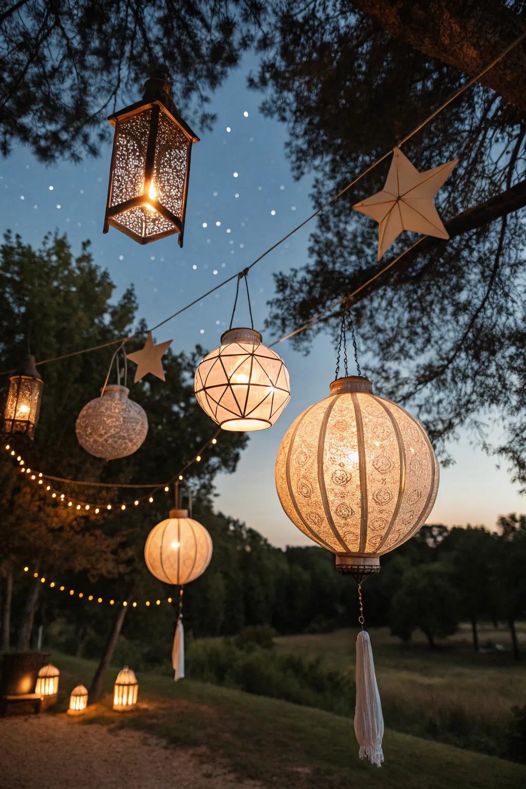 Decorative lanterns that create a magical evening ambiance.