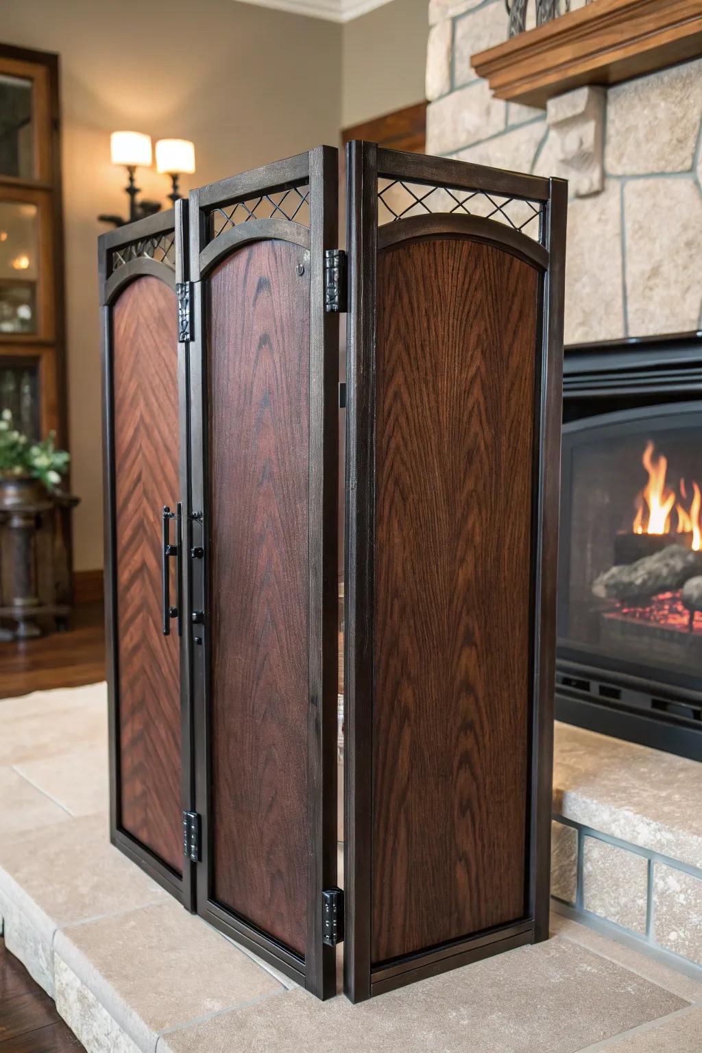 Elevate your space with a handcrafted folding fireplace screen, perfect for versatile decor enthusiasts.