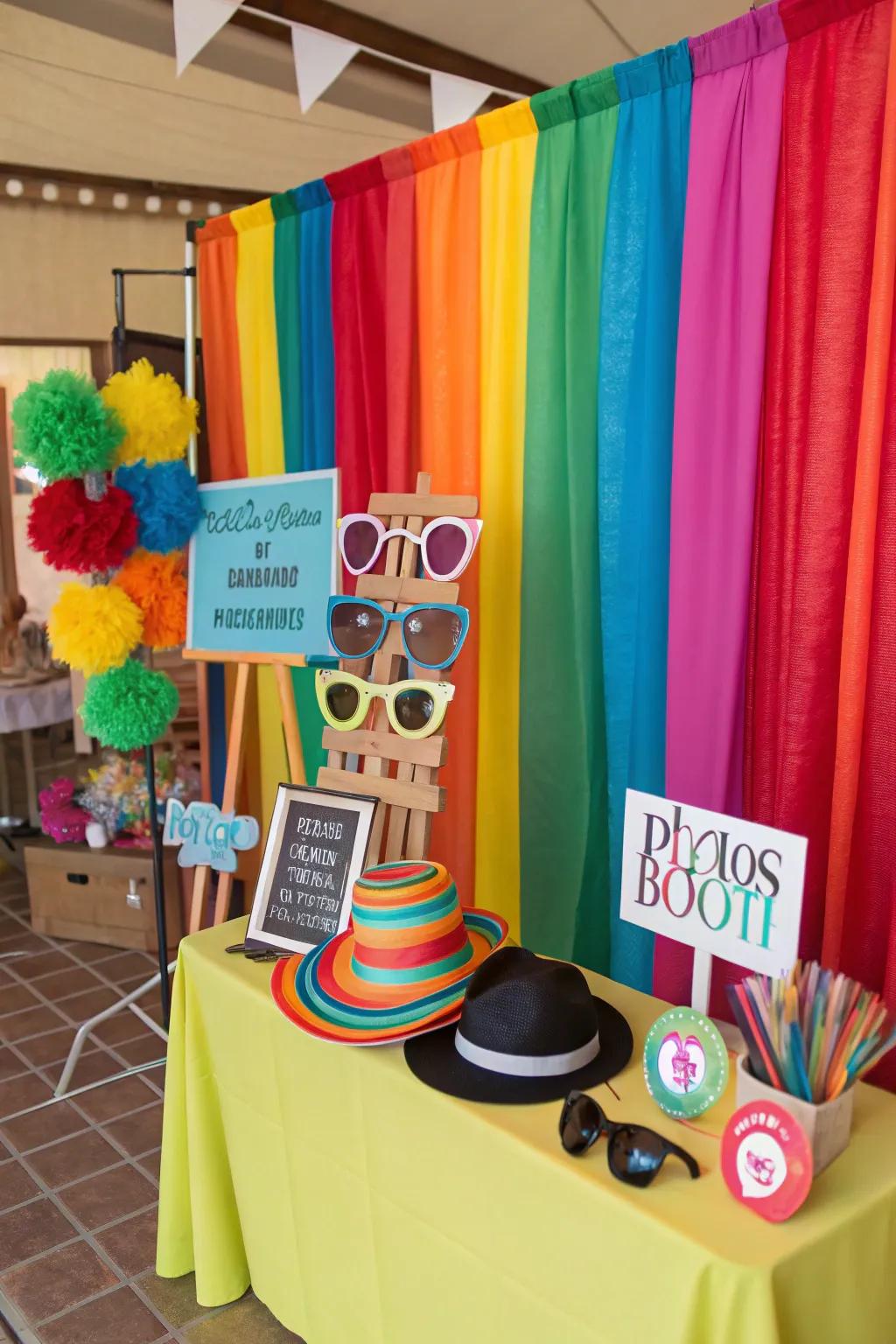 A DIY photo booth offers guests a fun way to capture memories.