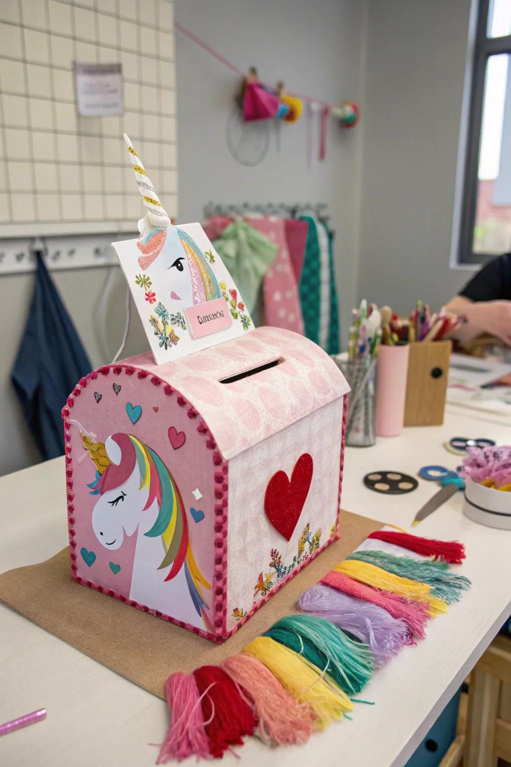 Sustainable unicorn box with charming fabric touches.