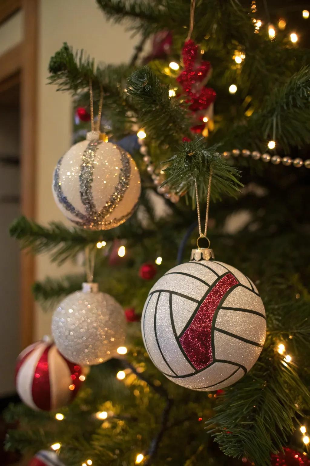 Add a sporty touch to your holiday décor with volleyball ornaments.