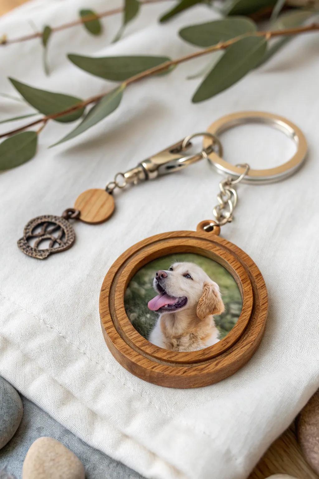 Carry your pet's joyful moments wherever you go with these charming photo keychains!