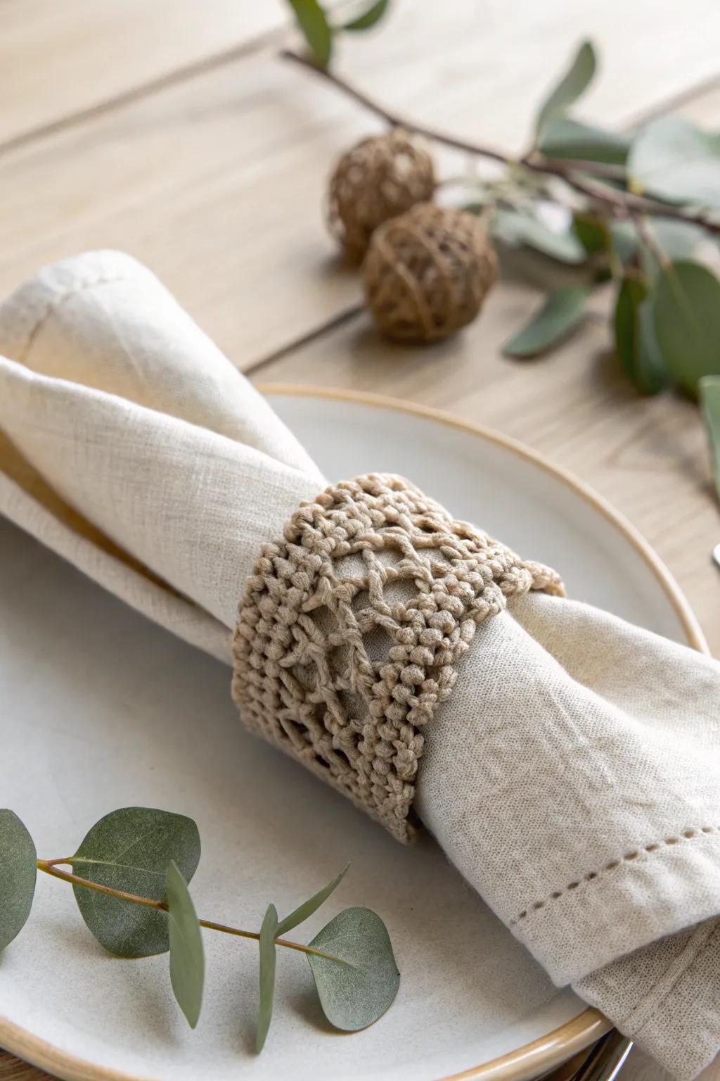 Add a touch of handmade elegance to your table with crochet napkin rings.