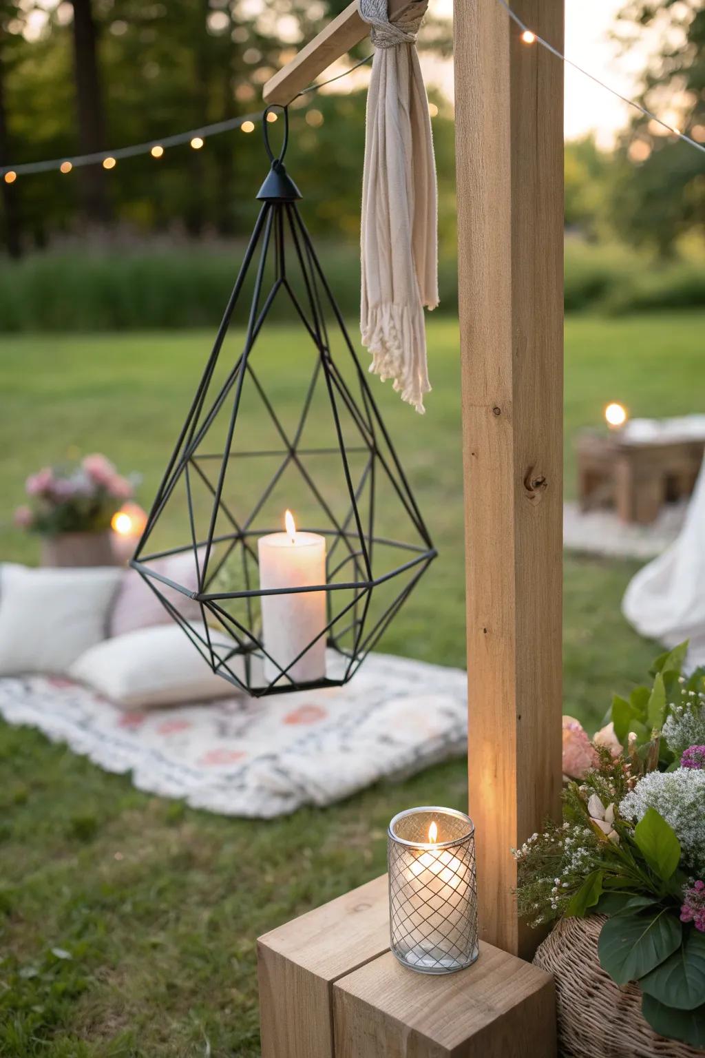 Illuminate your garden with the charm of geometric wire lanterns—where minimalist design meets bohemian warmth.