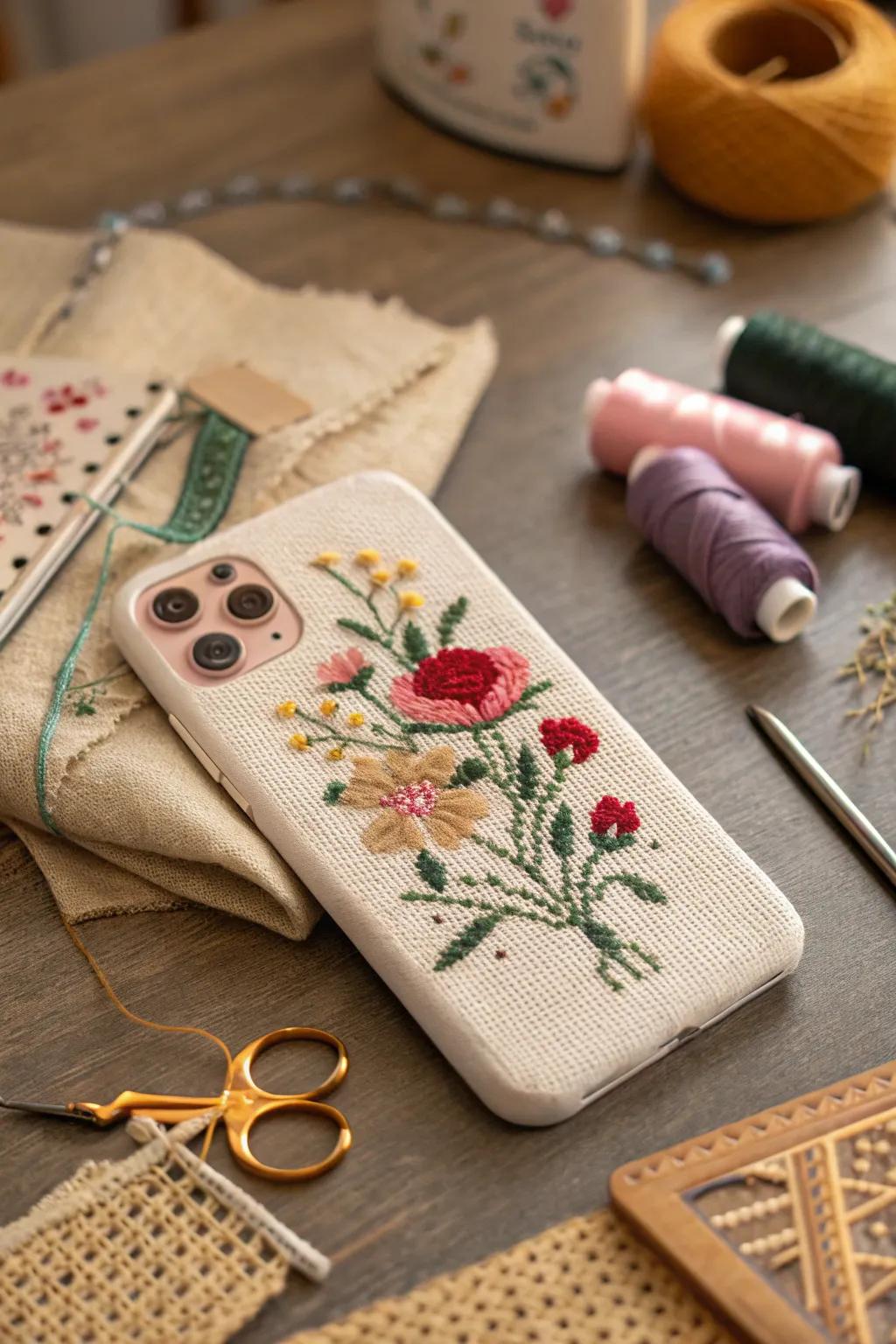 Add a touch of handmade charm with a cross-stitched phone case.