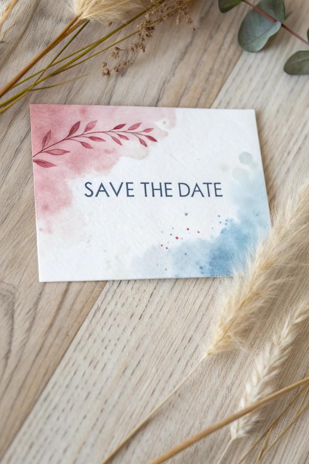 Elevate your DIY 'Save the Date' cards with enchanting watercolor effects using Cricut. Perfect for the minimalist and Boho soul!