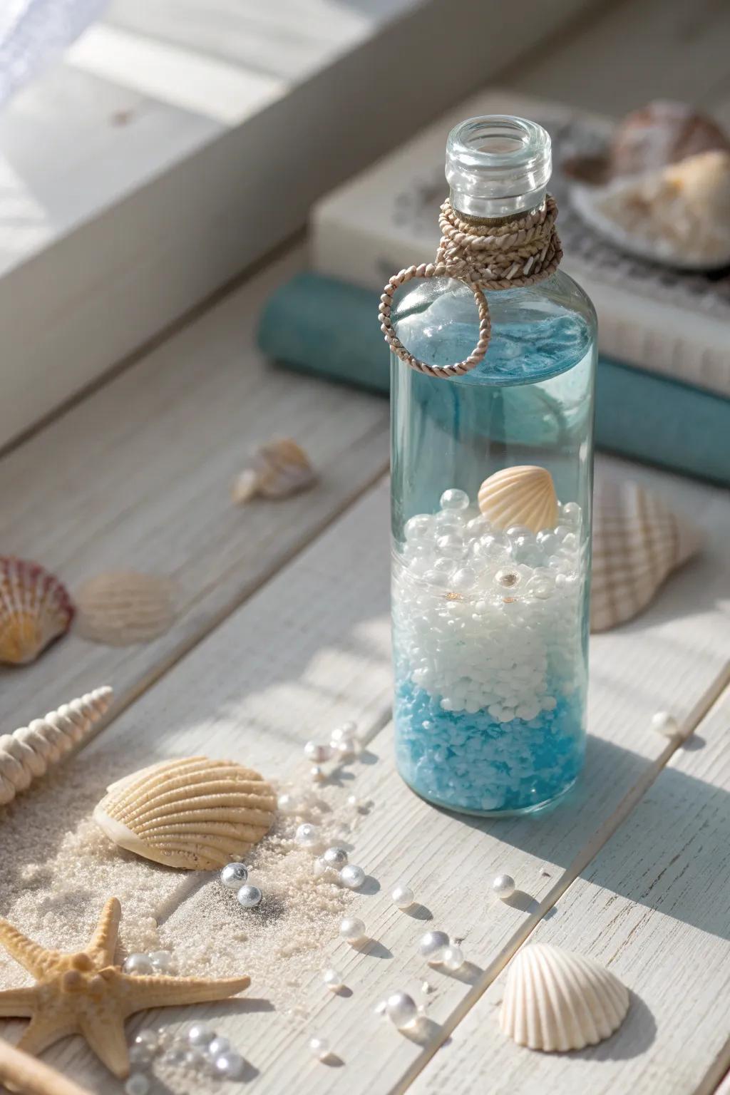 Escape to tranquility with our DIY Blue Lagoon Sensory Bottle.