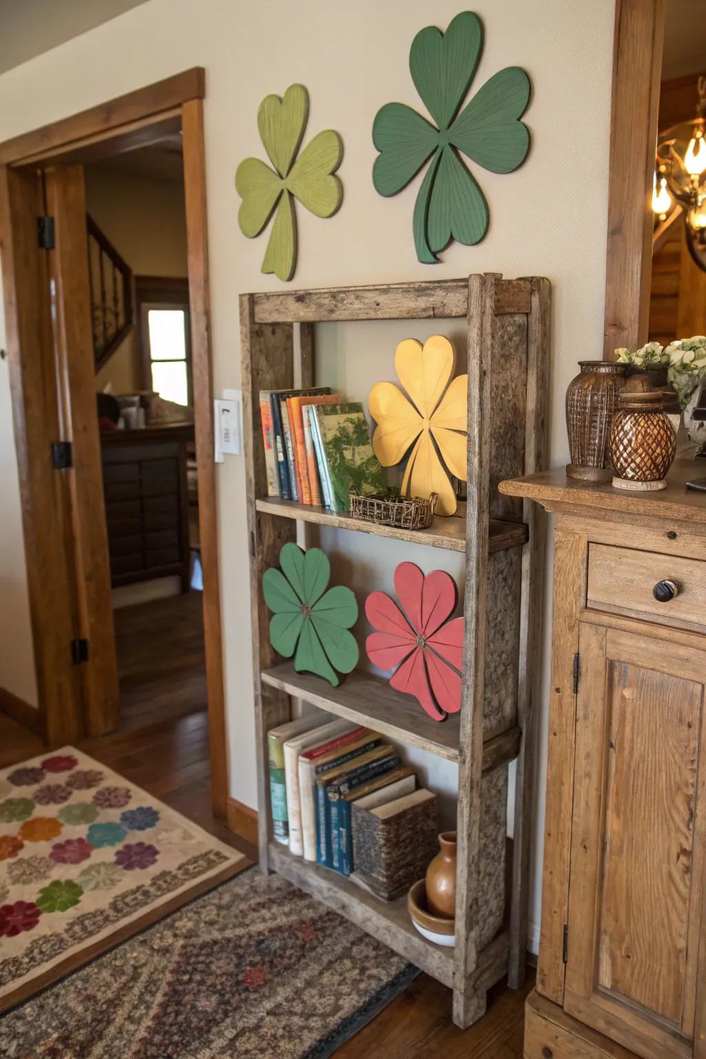 Elevate your decor with charming wood clover pieces.