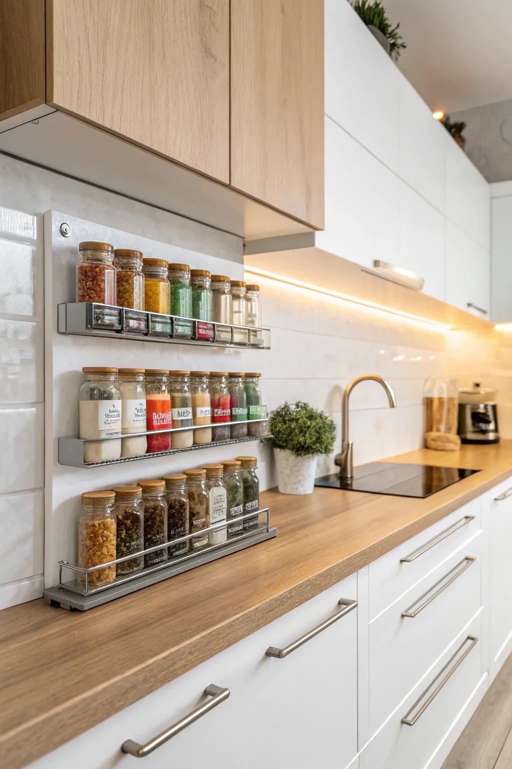 Elevate your kitchen with this chic floating spice rack—where minimalism meets functionality!