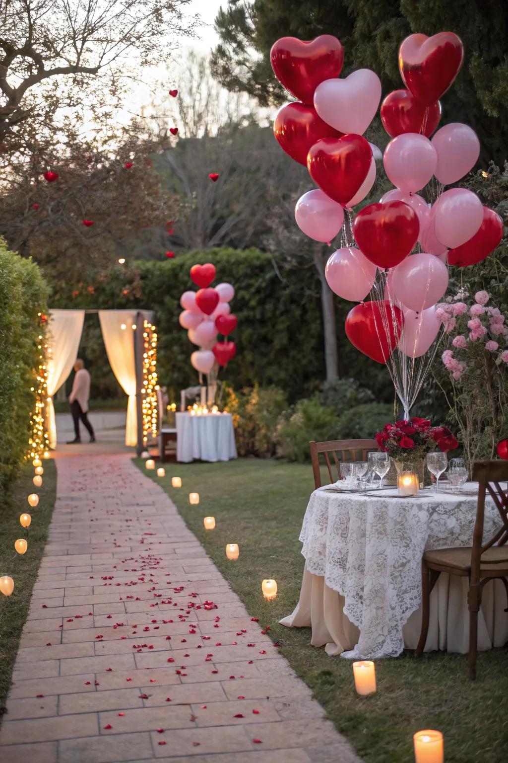 Create anticipation with a charming balloon pathway to a special surprise.