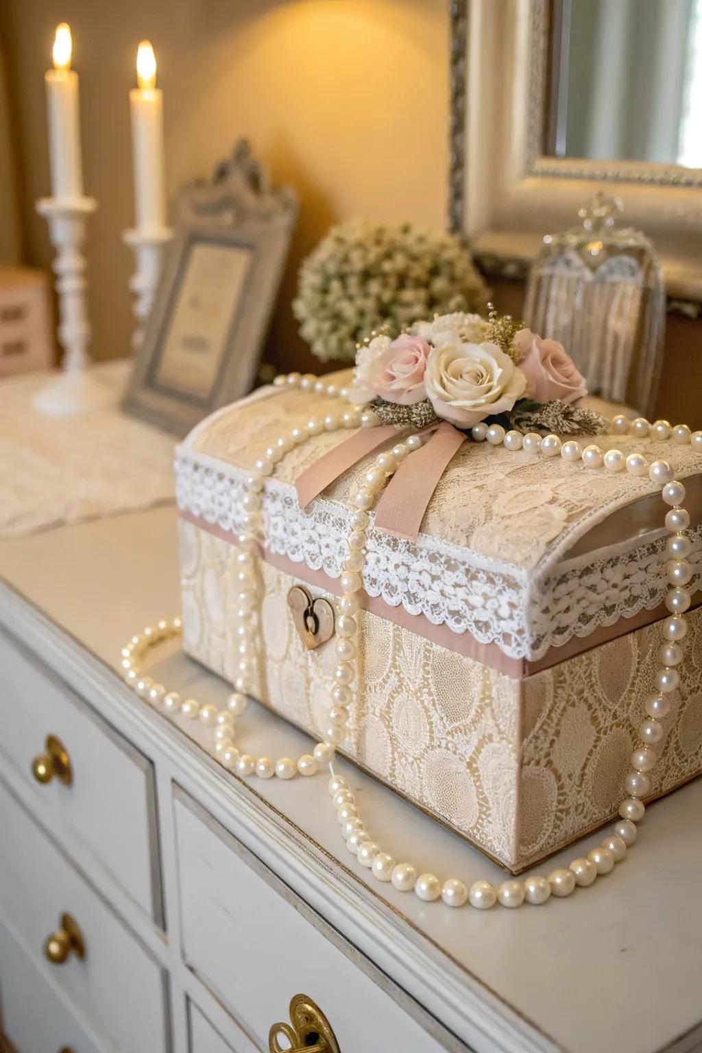 A sophisticated Valentine box with timeless elegance.