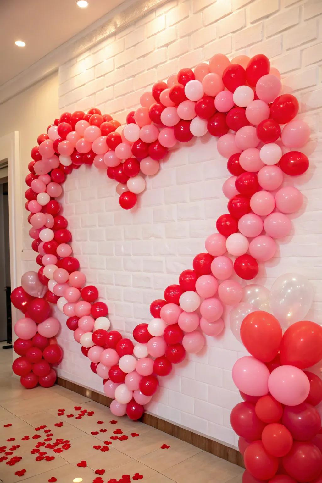 A balloon heart backdrop makes a stunning focal point for any celebration.