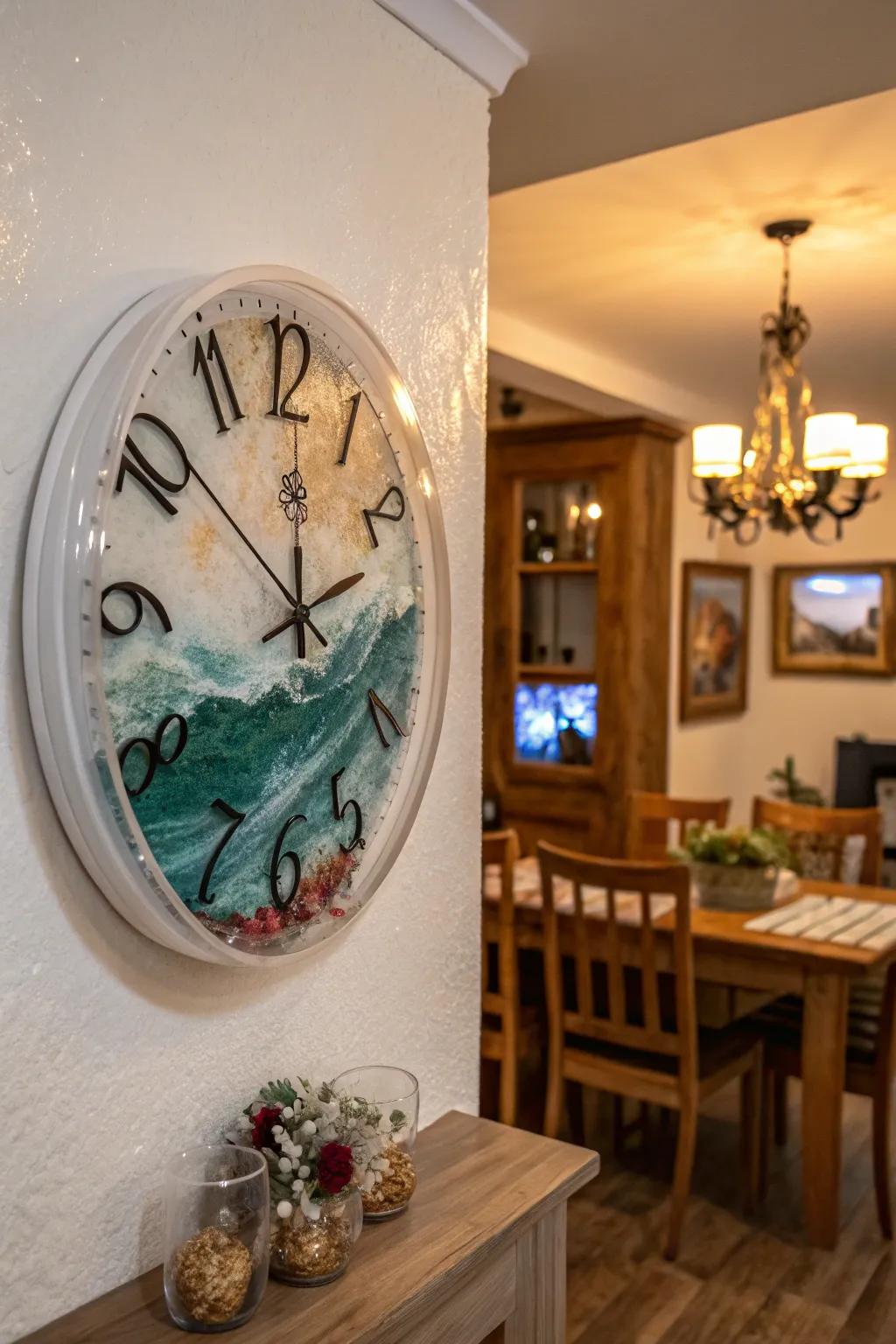 Add elegance with a resin art clock.