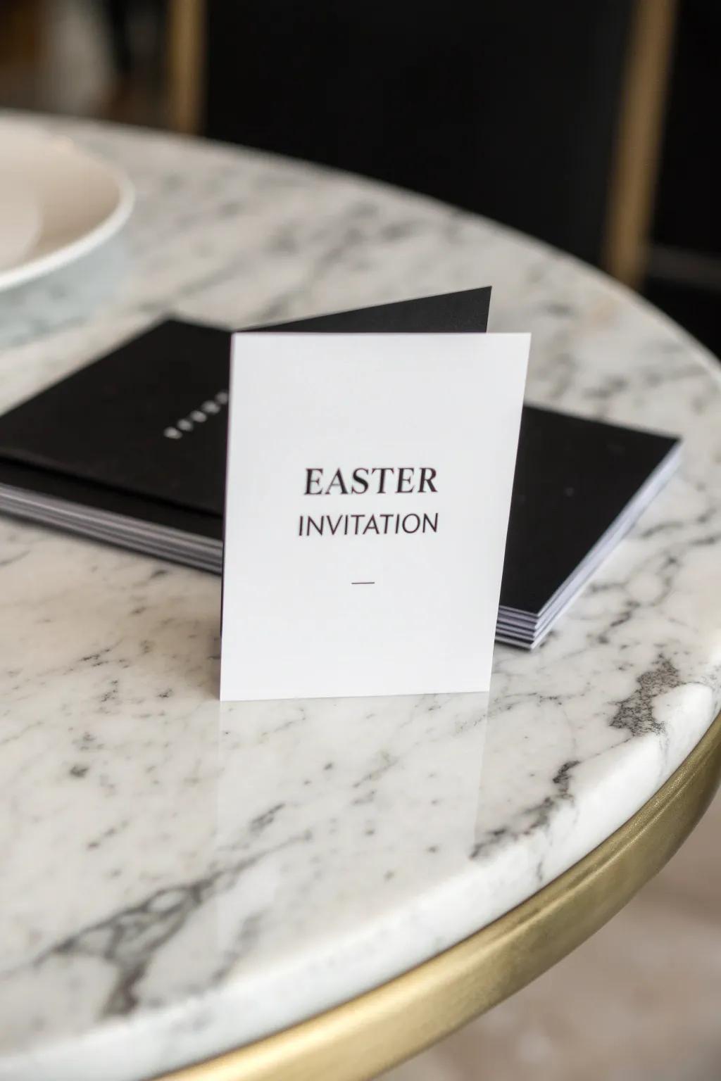 Minimalist black and white invitations exude modern sophistication.