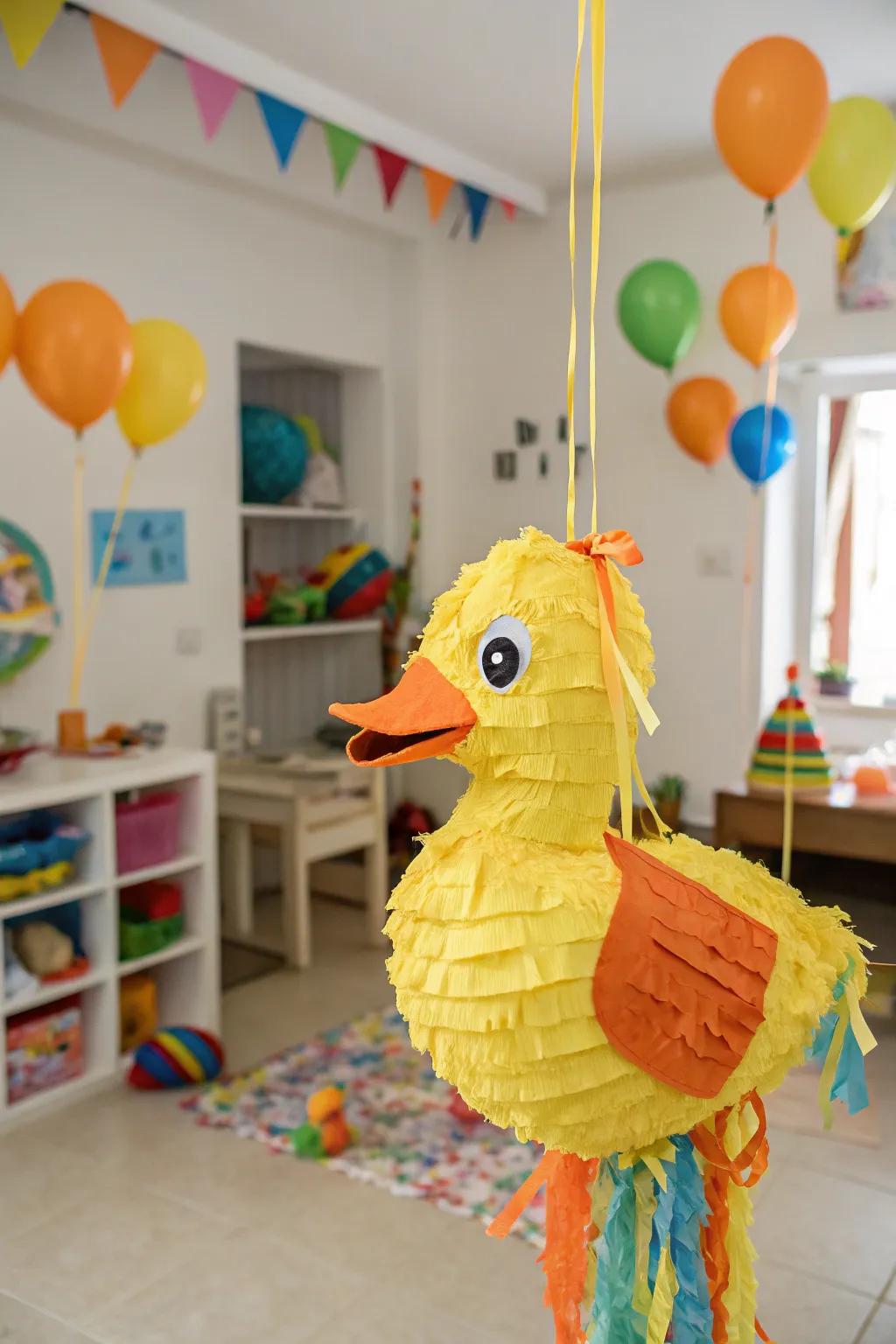 An adorable duckling pinata that adds charm to any Easter celebration.