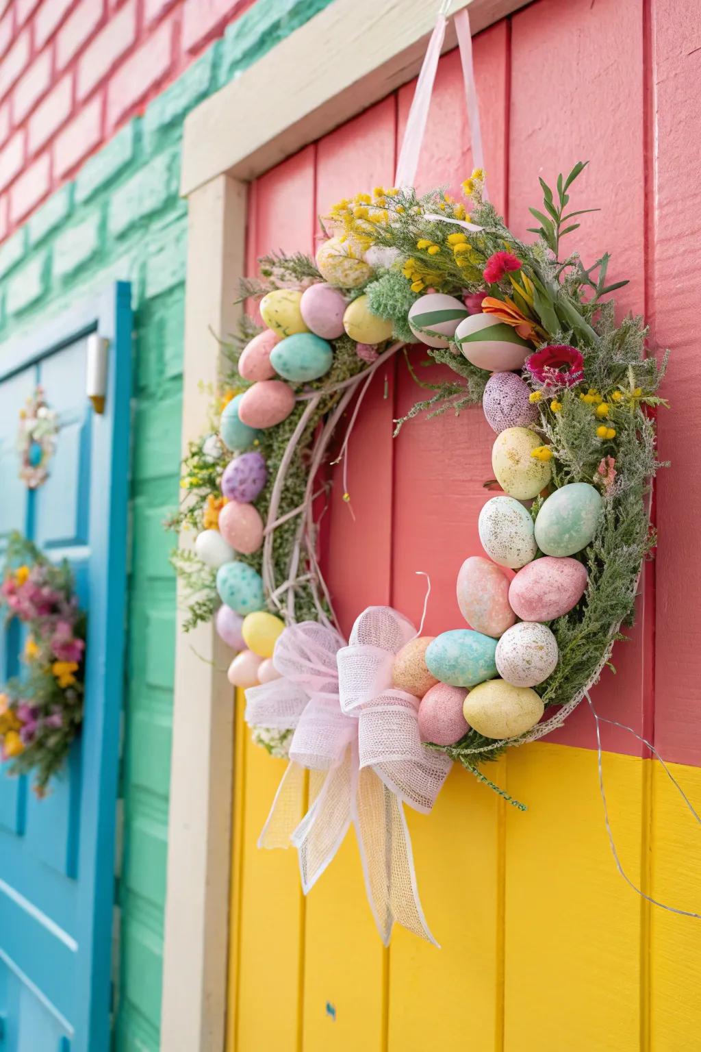 Bring cheer with a vibrant mesh Easter wreath.