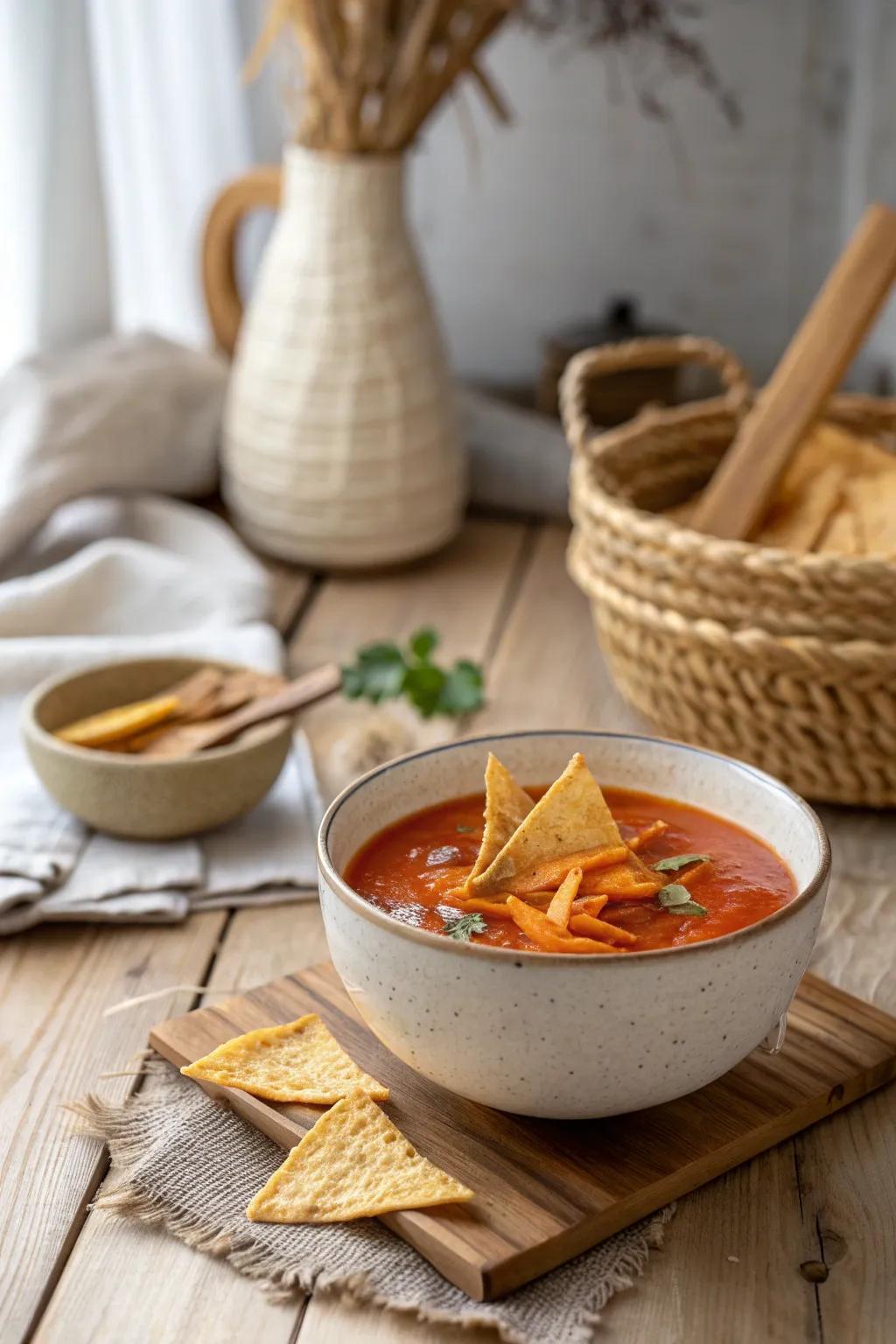 Elevate your tortilla soup with a touch of crispy perfection. Simple, beautiful, and delicious!