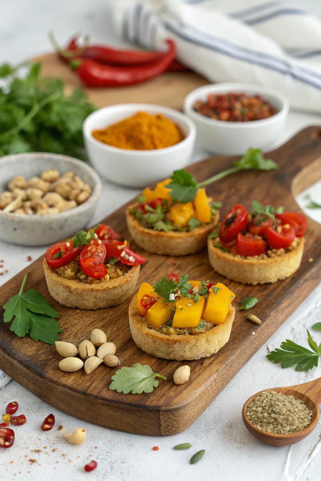 African-inspired canapés offer a flavorful and visual delight.