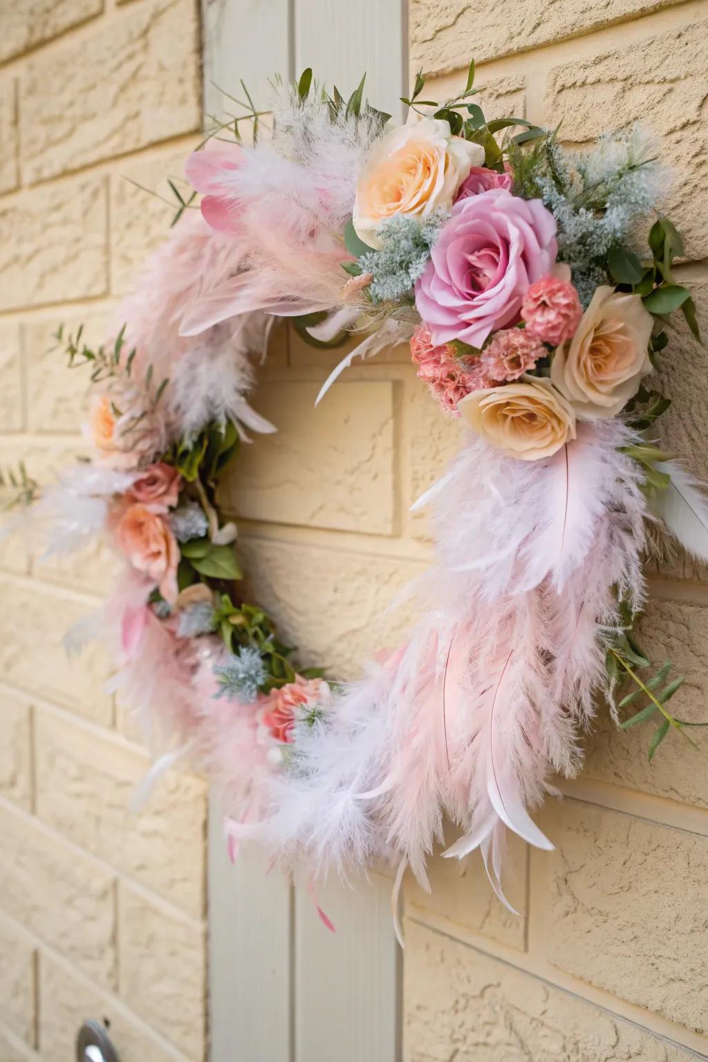 Feathers bring a whimsical and soft touch to any wreath.