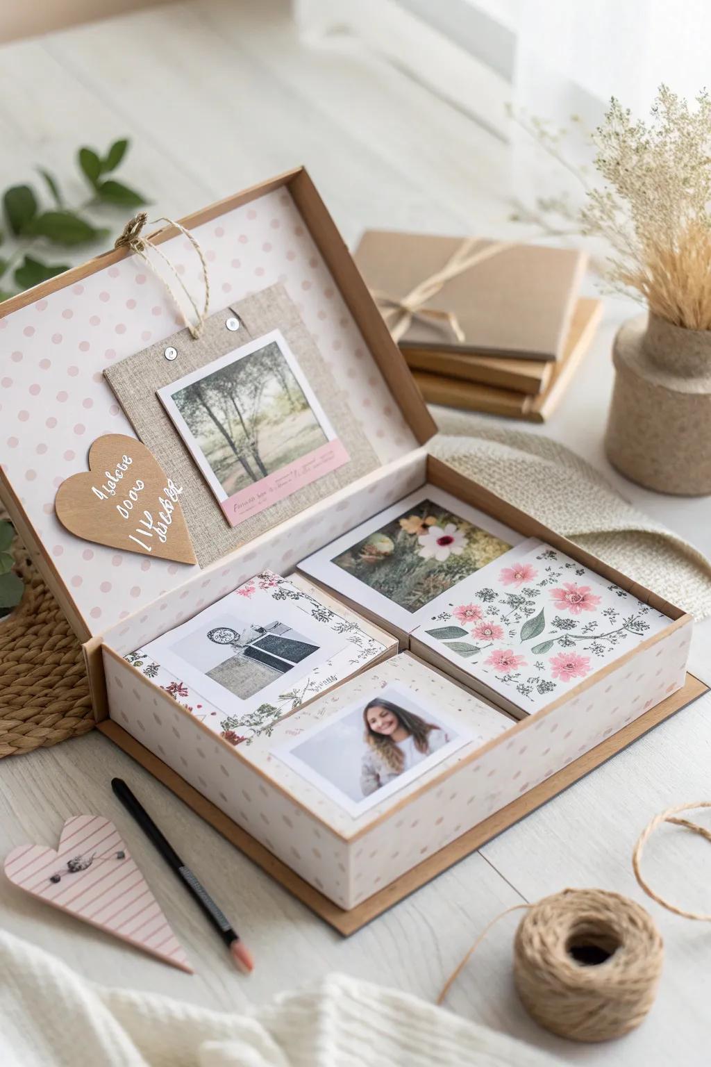 Unfold memories layer by layer with this exquisite mini scrapbook explosion box, where every detail tells a story.