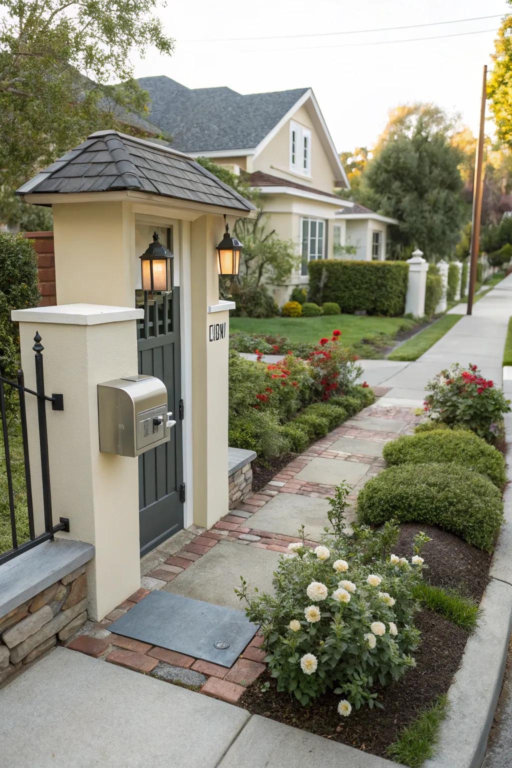 A decorative mailbox adds character to the entrance.