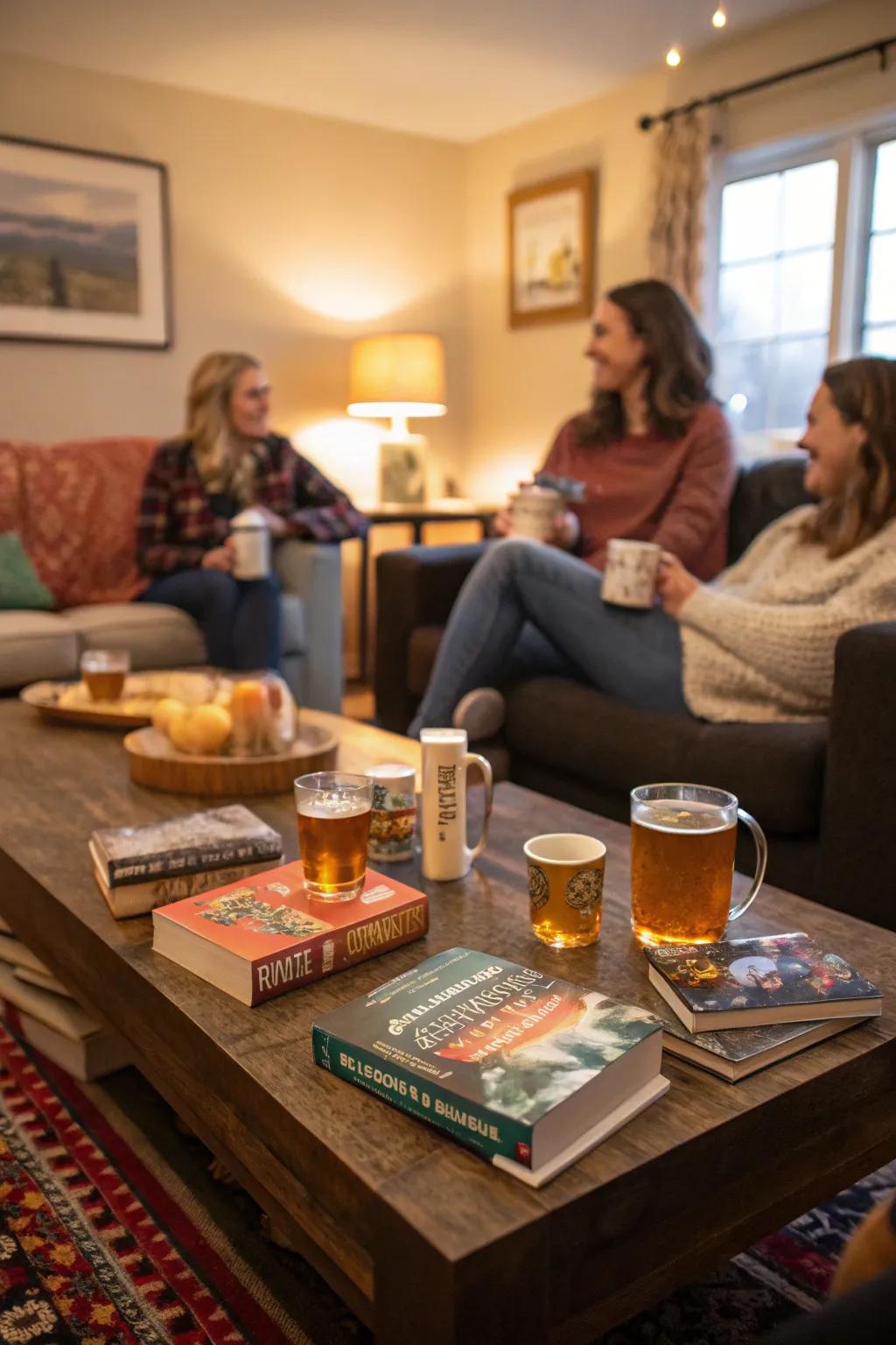 Dive into stories with a cozy book club night.