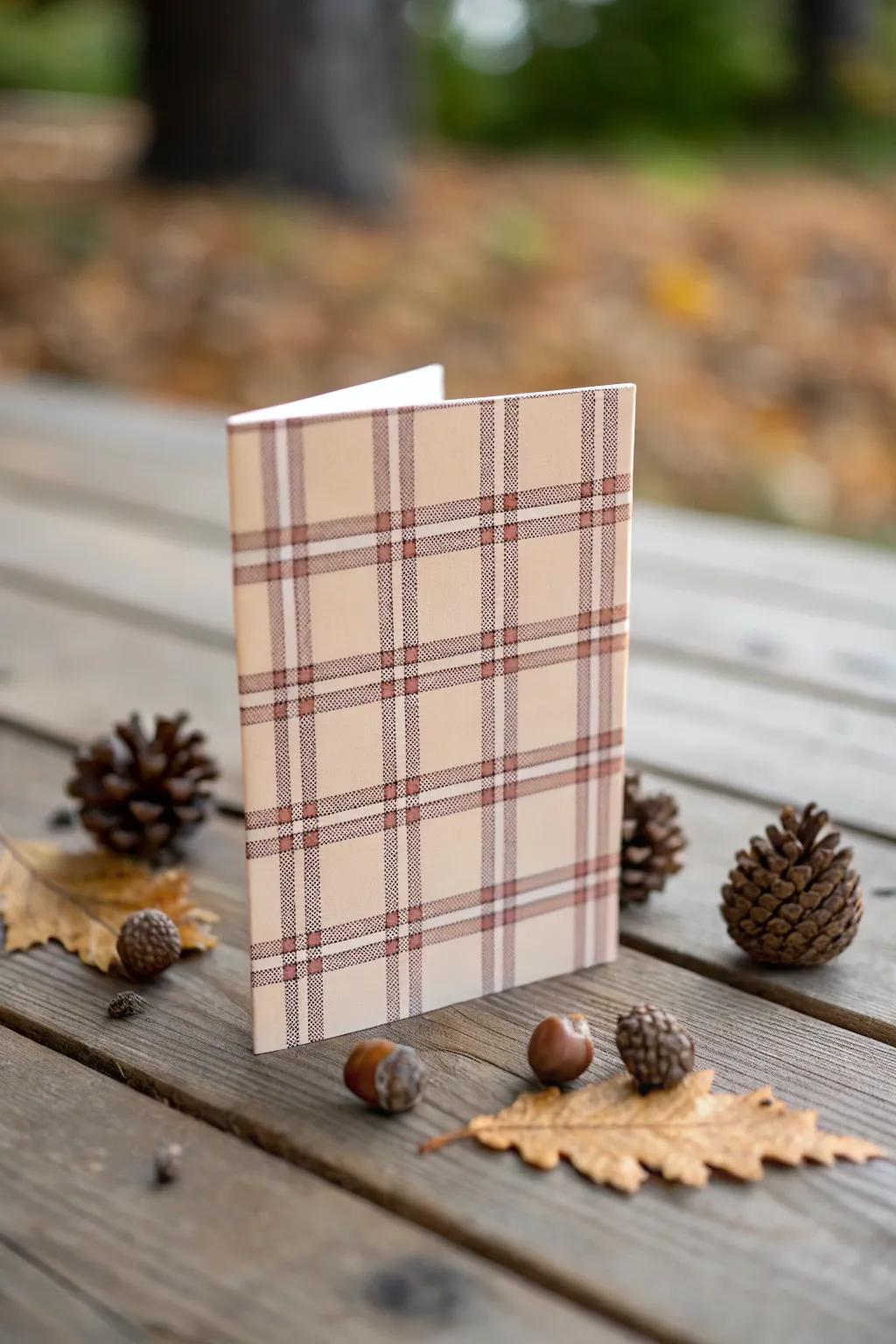 Elevate your fall greetings with the timeless charm of plaid.