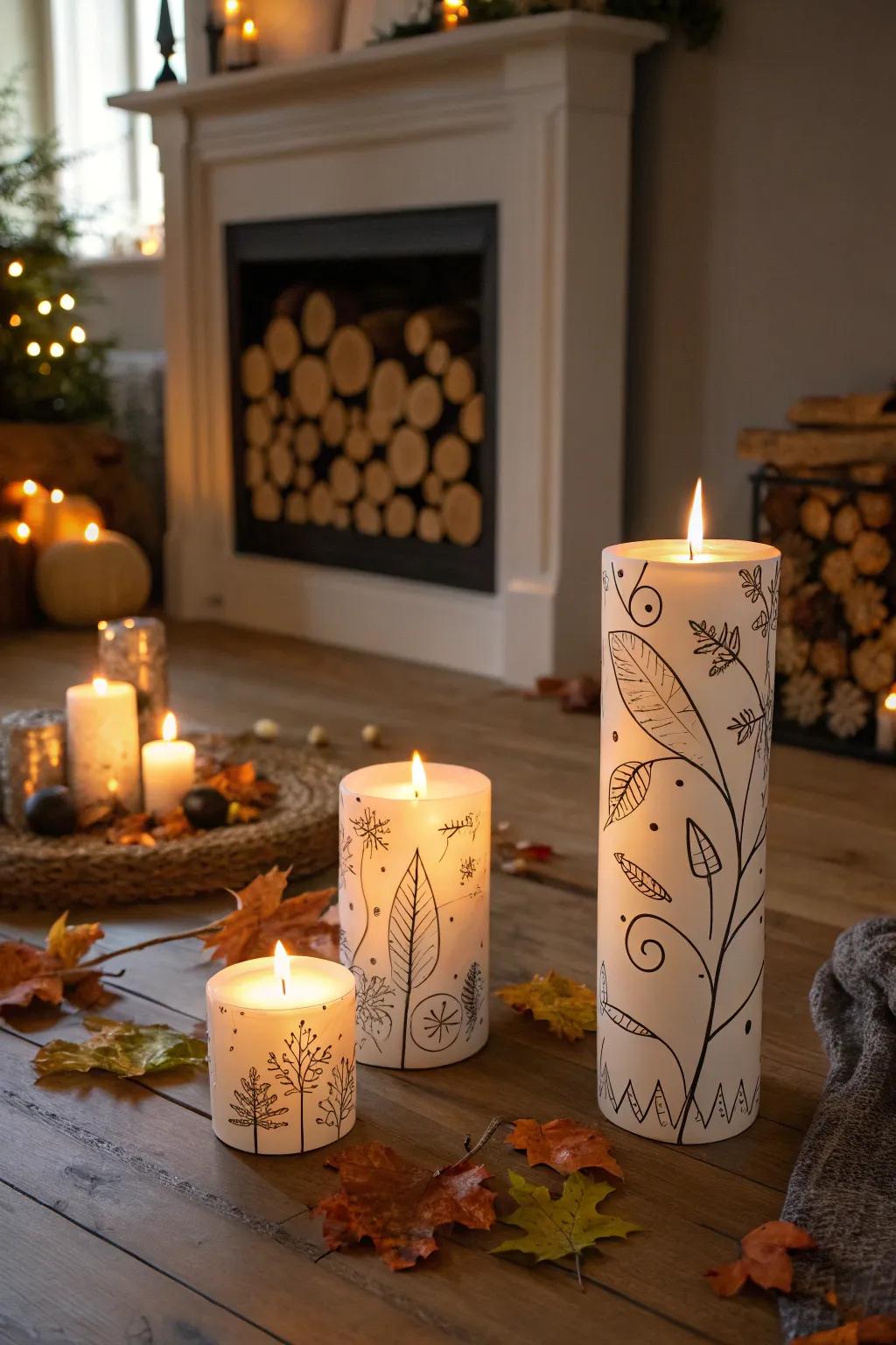 Cozy candle doodles to illuminate your fall evenings.