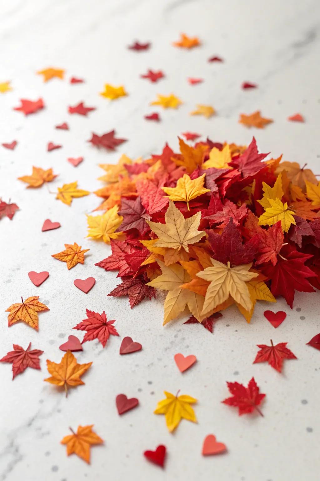 Add a touch of autumn magic to your crafts with vibrant leaf confetti. 🍂✨ #FallCrafts #MinimalistDecor