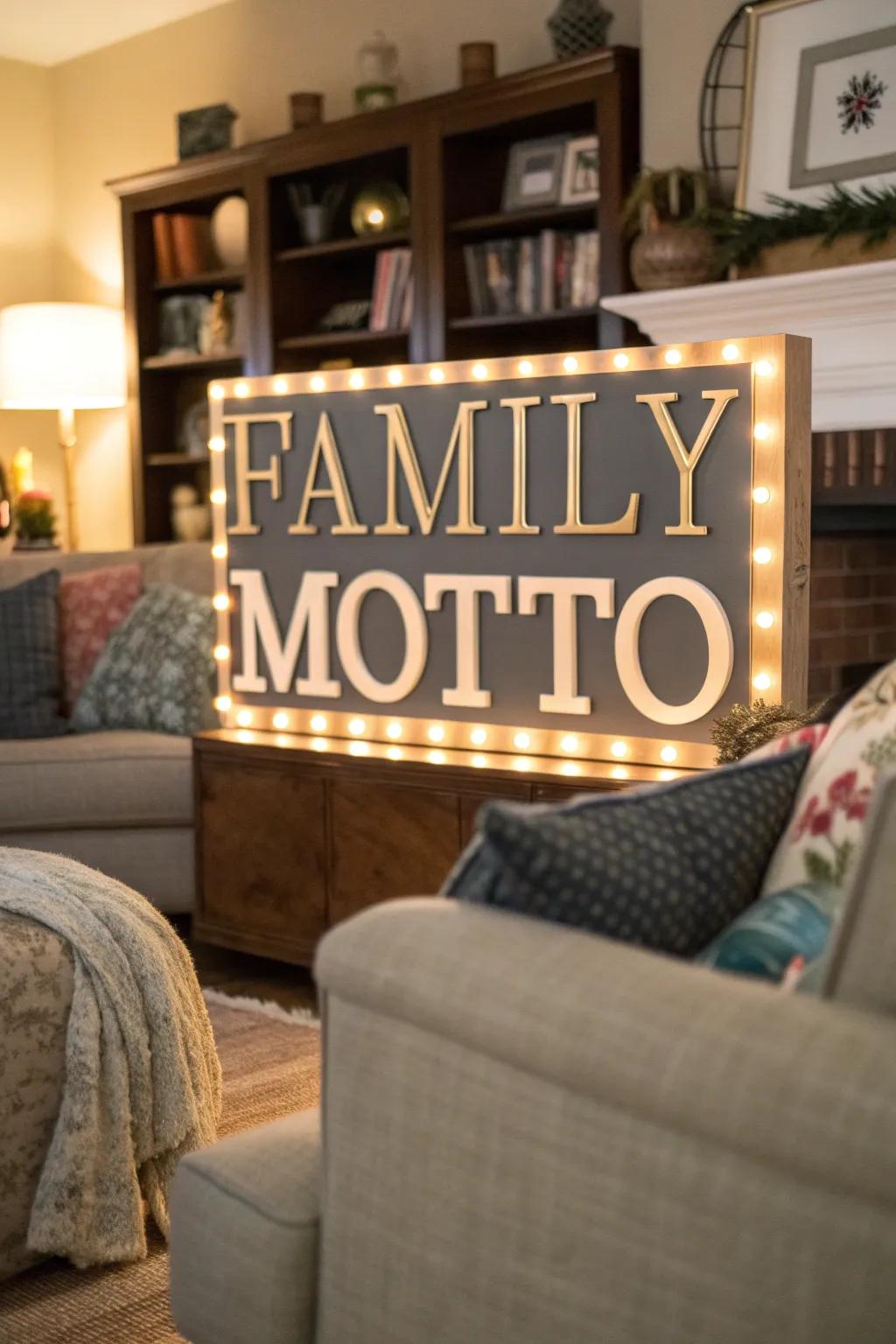 Inspire your family daily with a personalized motto sign.