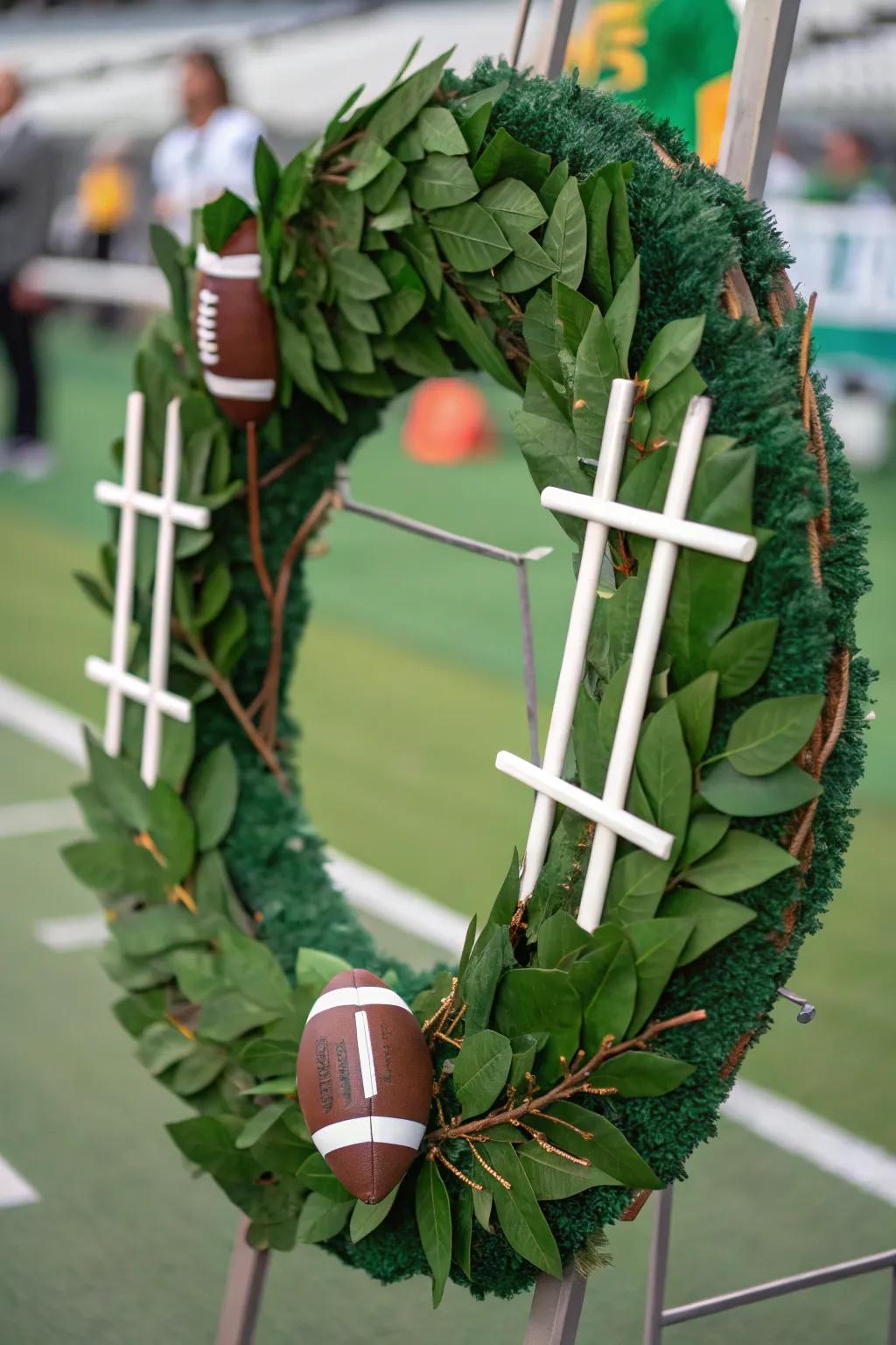 A football field right on your door with this creative wreath design.