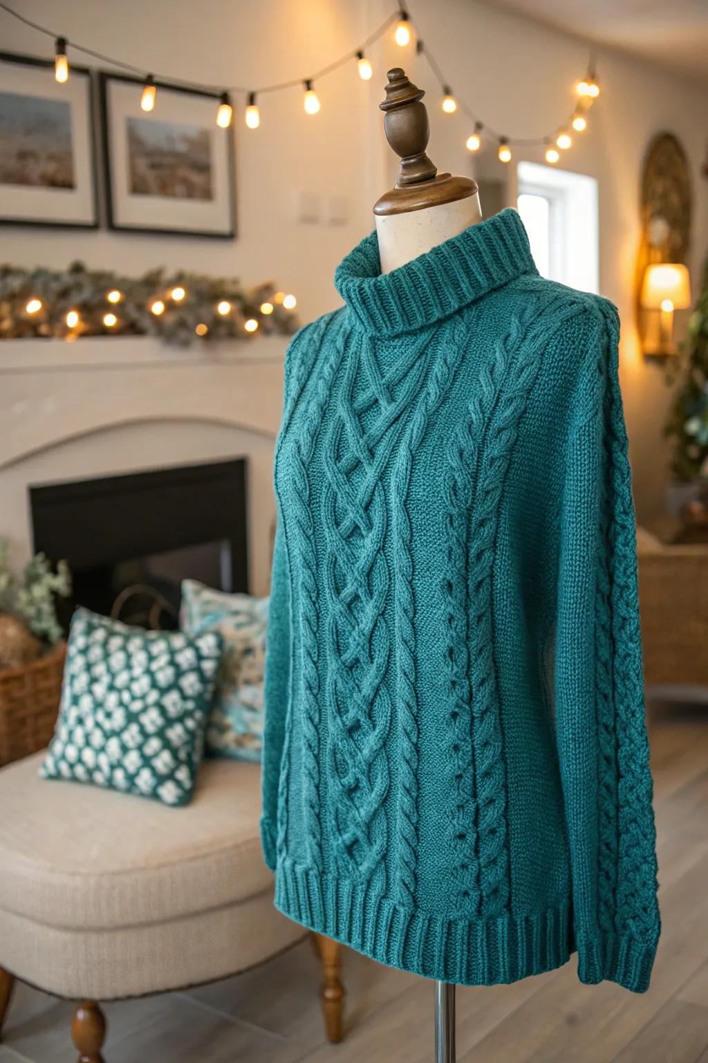 A cabled crochet sweater that combines skill with style.