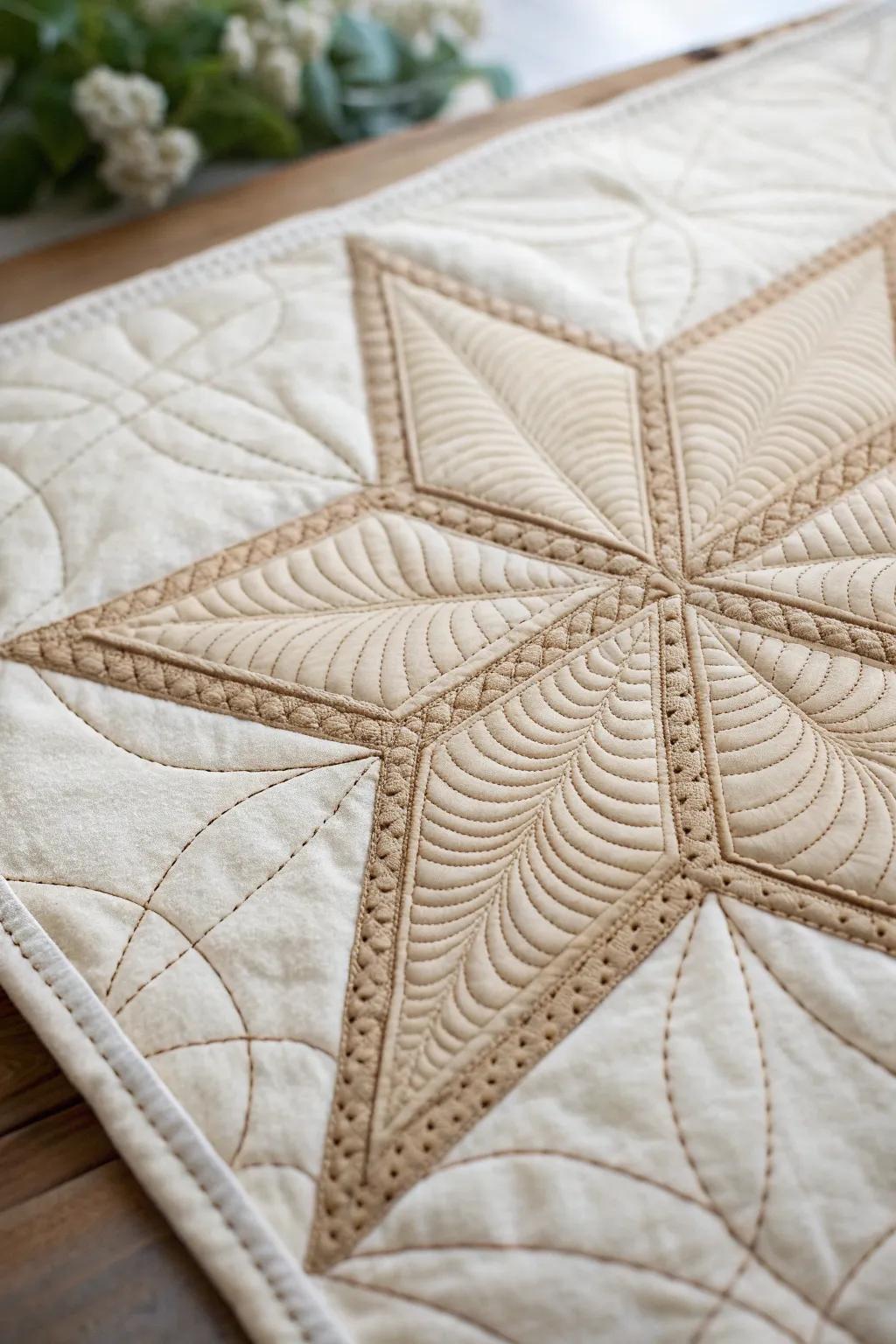 Discover the harmony of structure and fluidity with our Lattice and Loops quilting design.