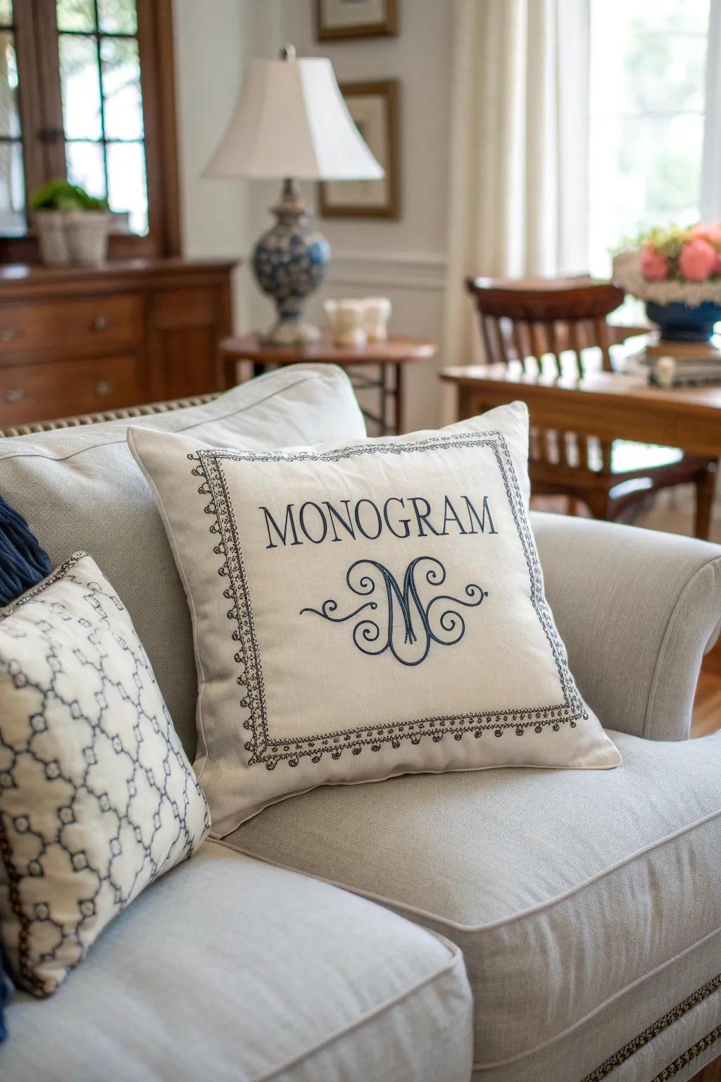 A personalized pillow that adds charm to her home decor.