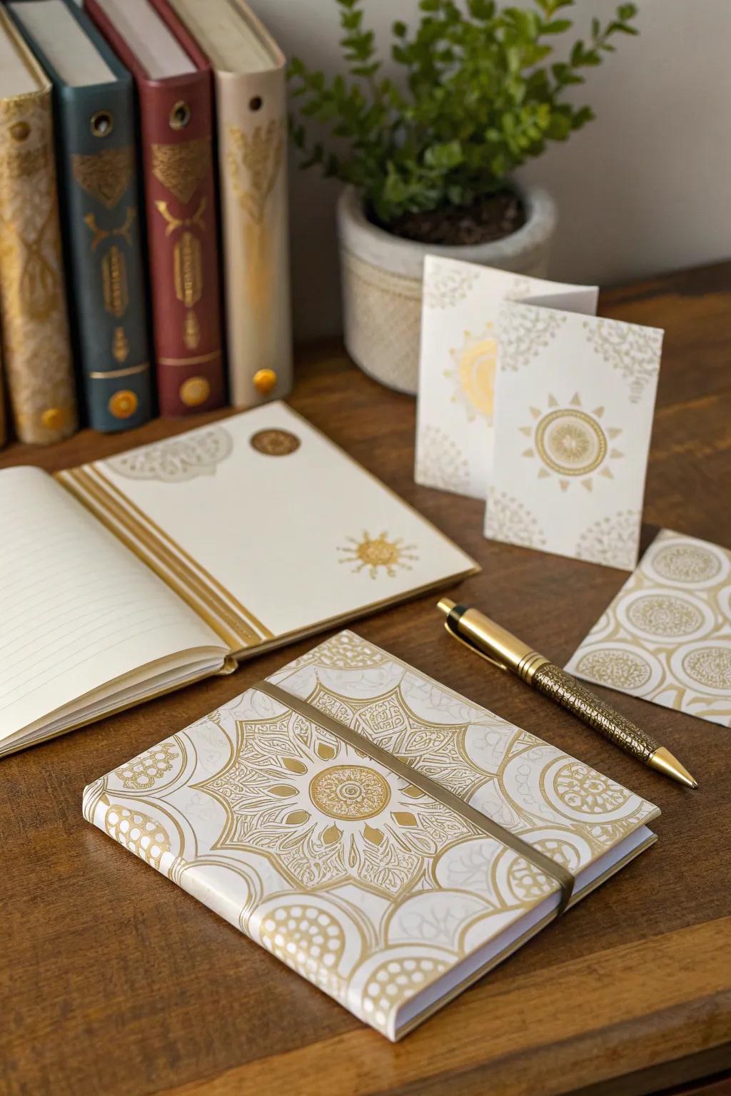 Personalized stationery adds a touch of elegance to her correspondence.