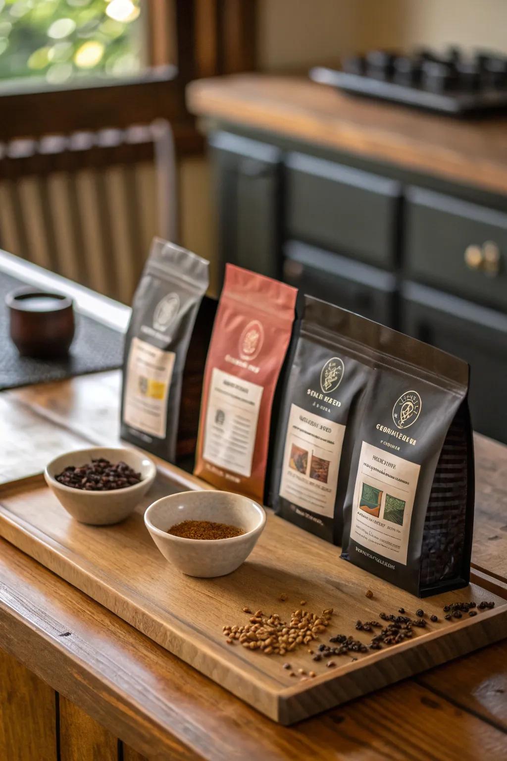 An artisanal coffee sampler offers a journey through rich flavors.