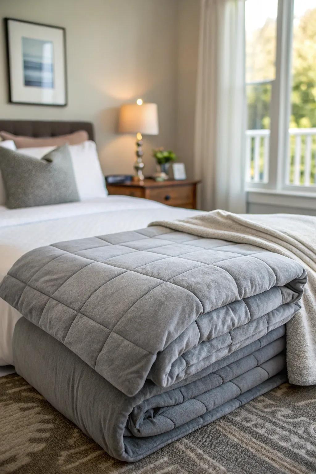 A weighted blanket for cozy and restful nights.